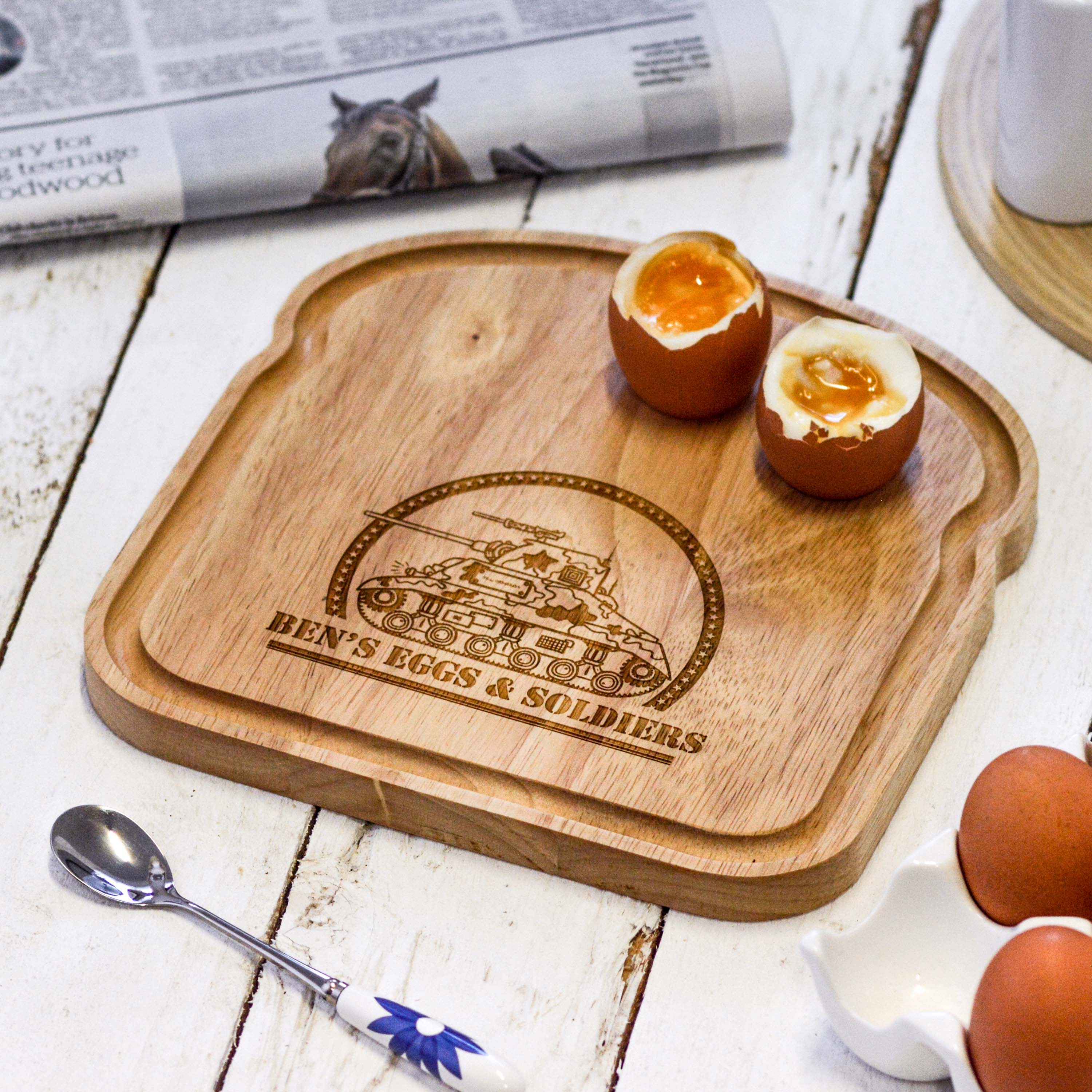 Personalised Breakfast Egg Wooden Board – Tank