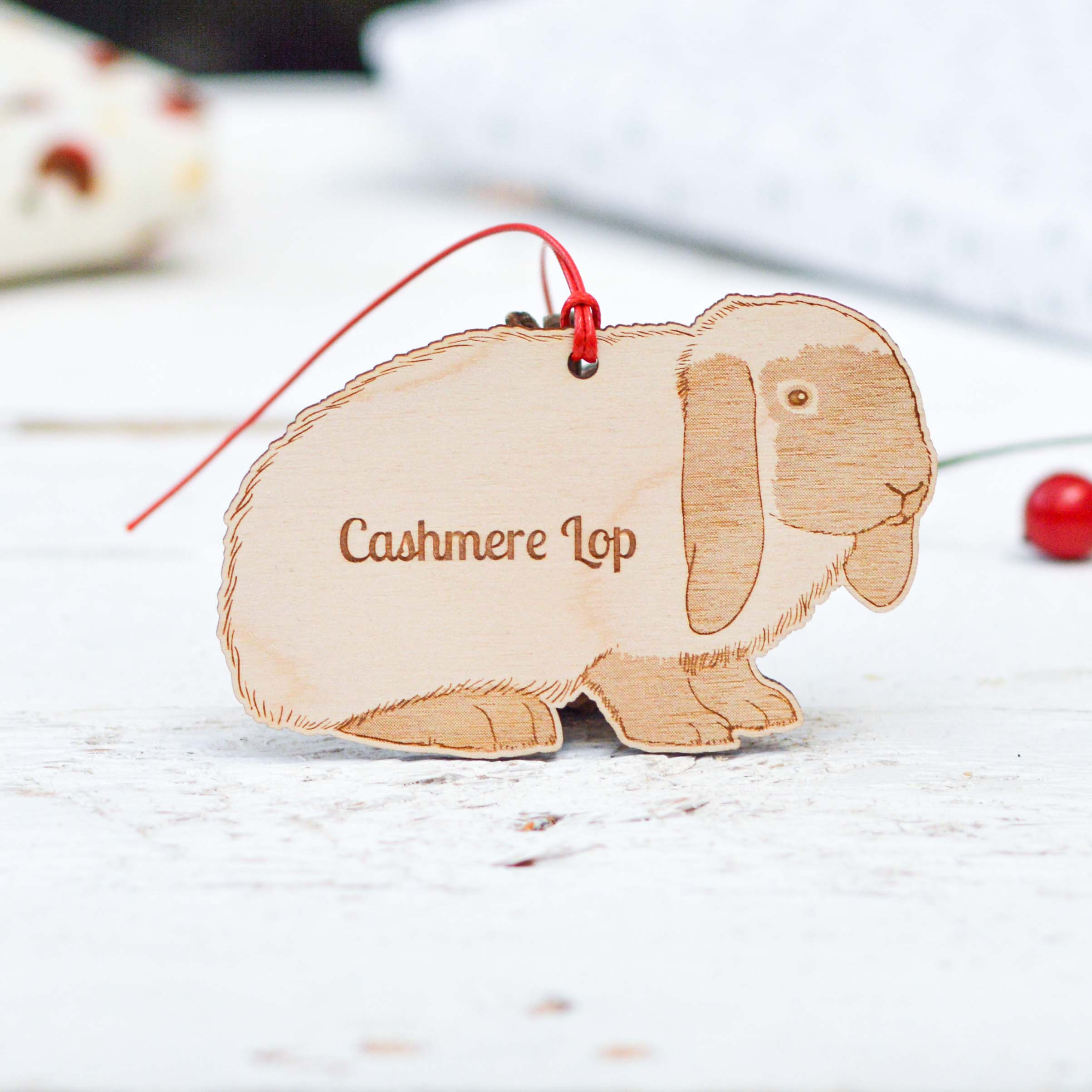 Personalised Cashmere Lop Rabbit Decoration