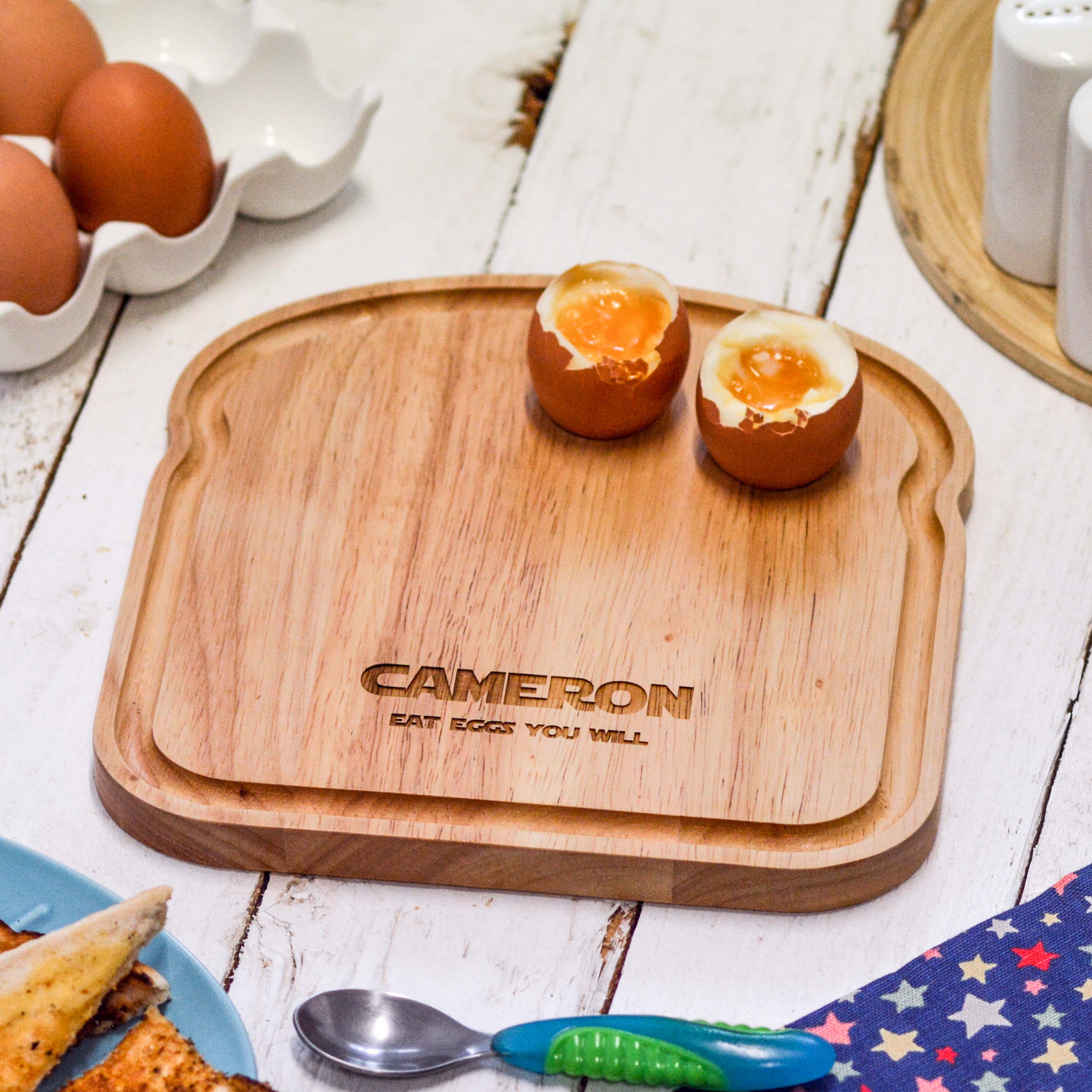 Personalised Breakfast Egg Wooden Board – Eat eggs you will