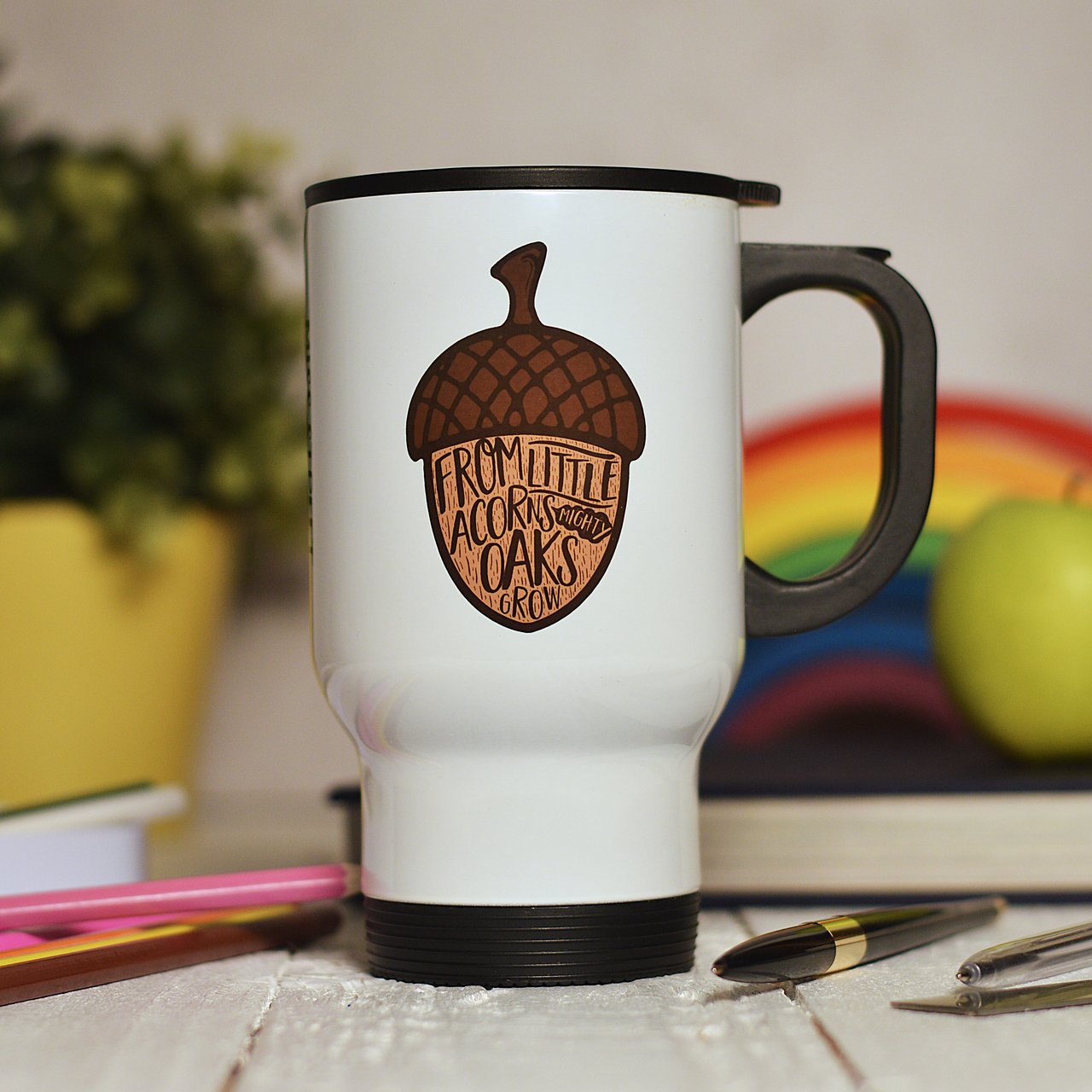 Personalised From little acorns mighty oaks grow Travel Mug