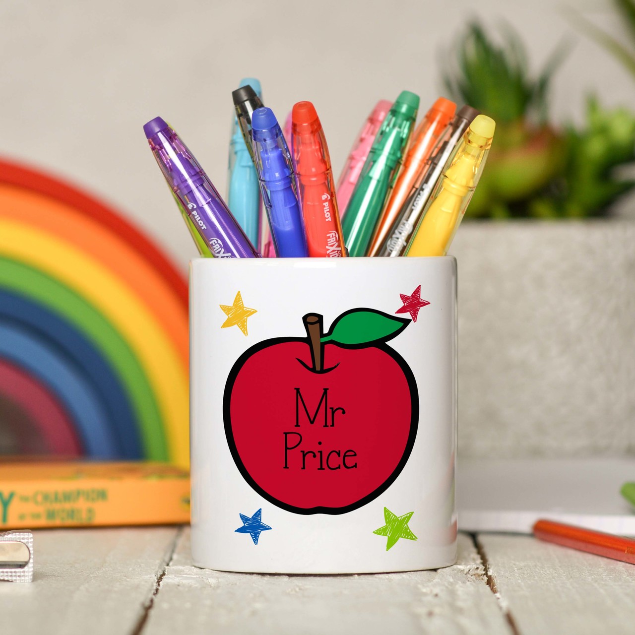 Personalised Teacher Apple Pencil Pot