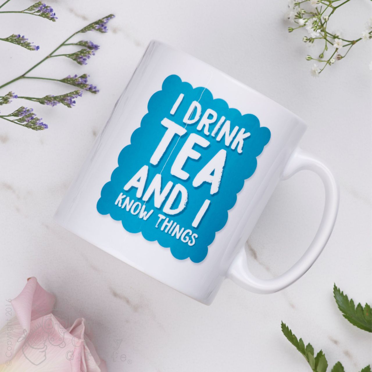 I drink tea and I know things mug