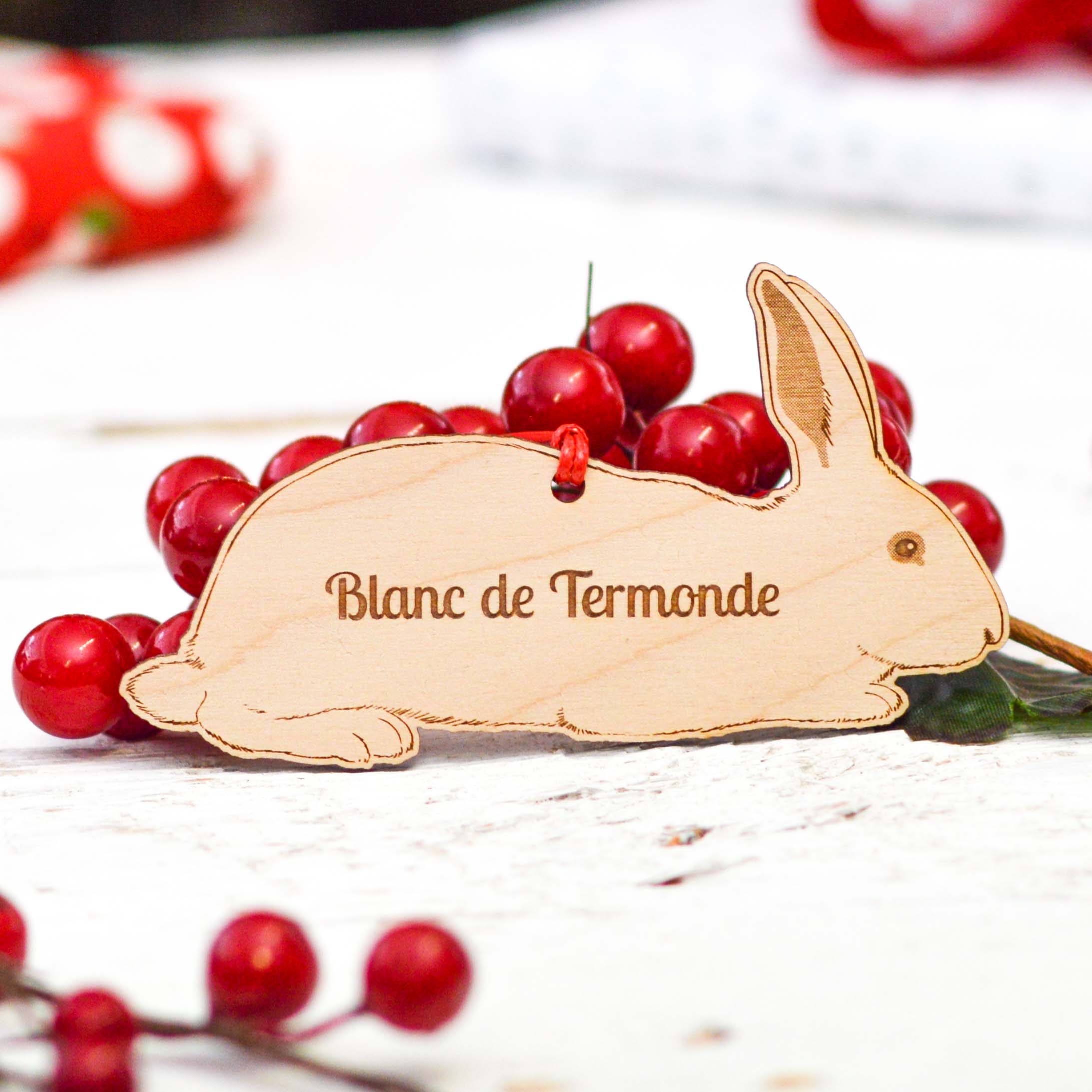Personalised Blanc de Termonde Rabbit Decoration