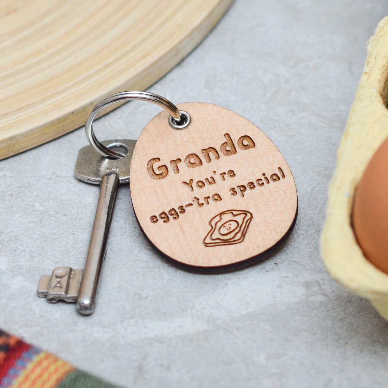 Personalised Eggs-tra Special Fathers Day Keyring