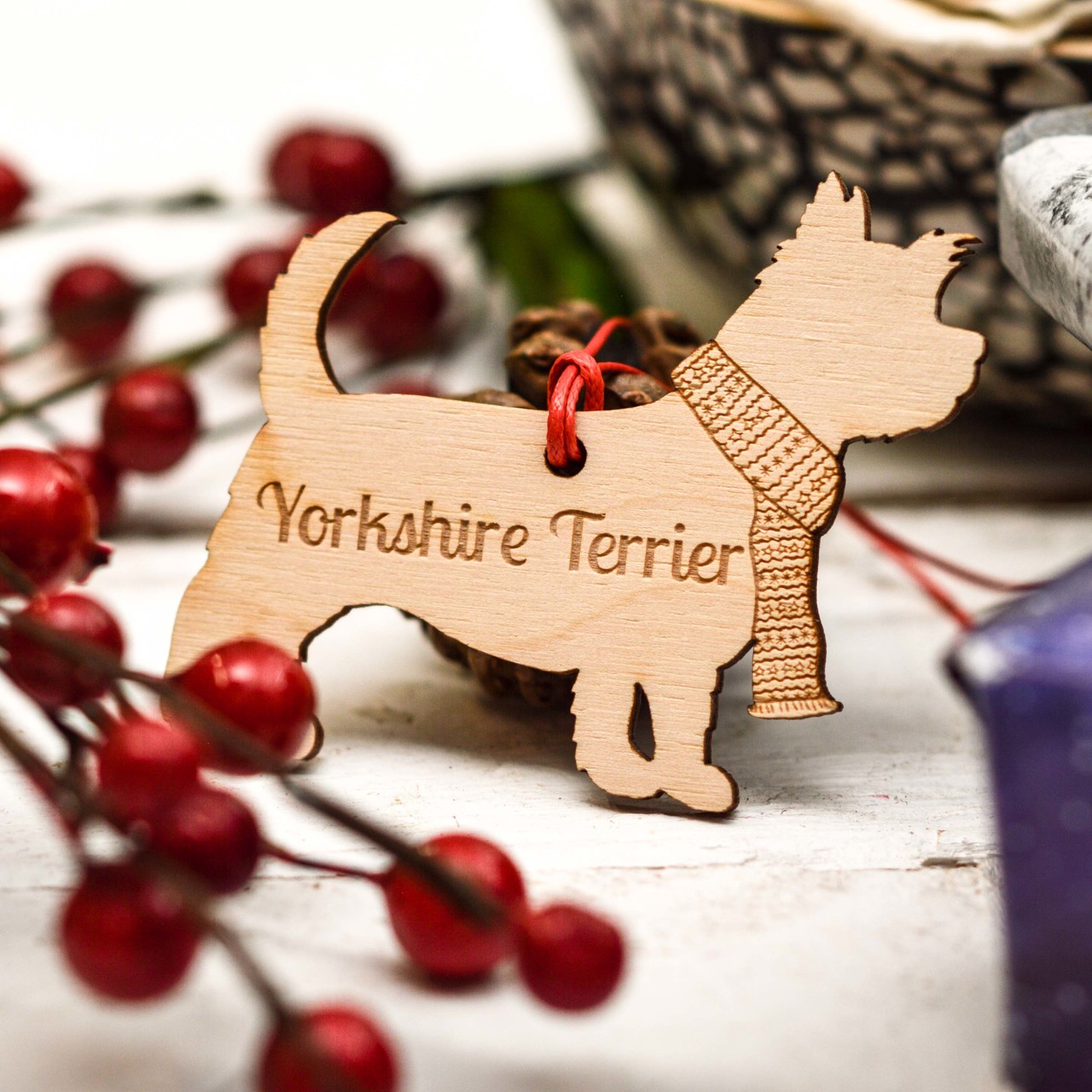 Personalised Yorkshire Terrier Dog Decoration – Long Tail