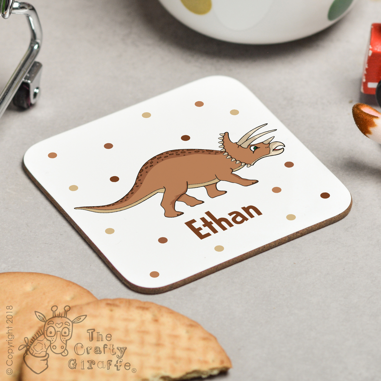 Personalised Triceratops Coaster