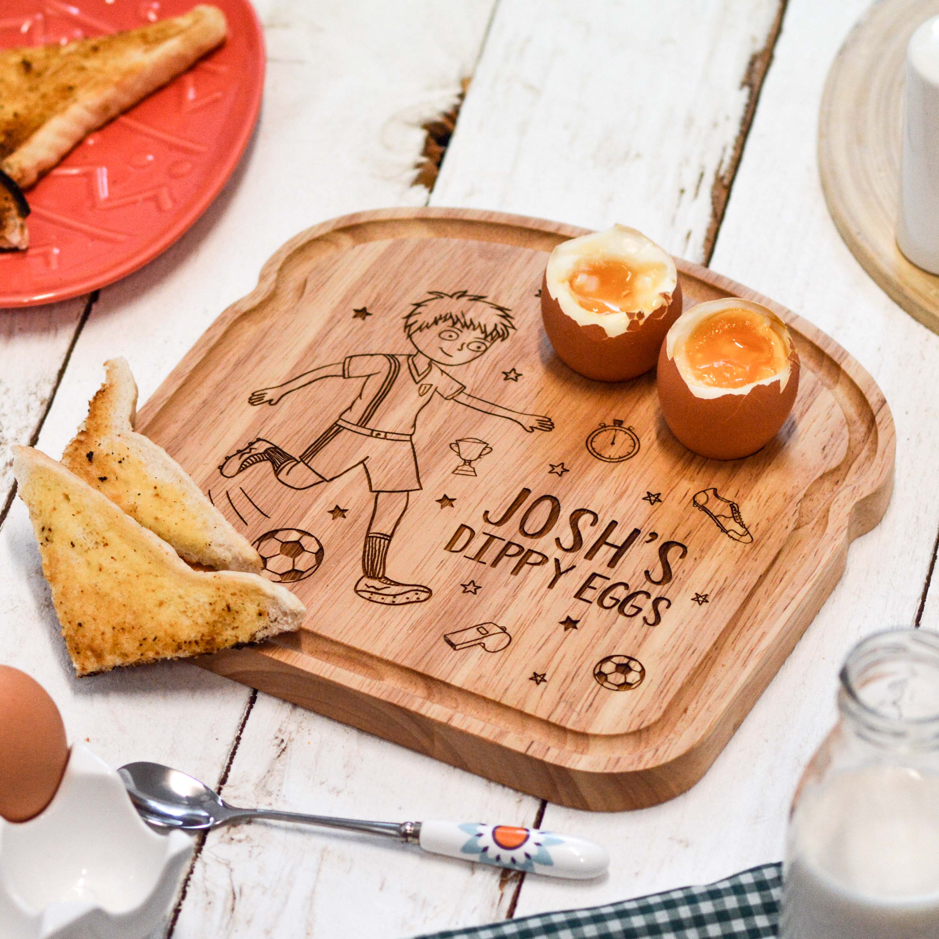 Personalised Breakfast Egg Wooden Board – Football
