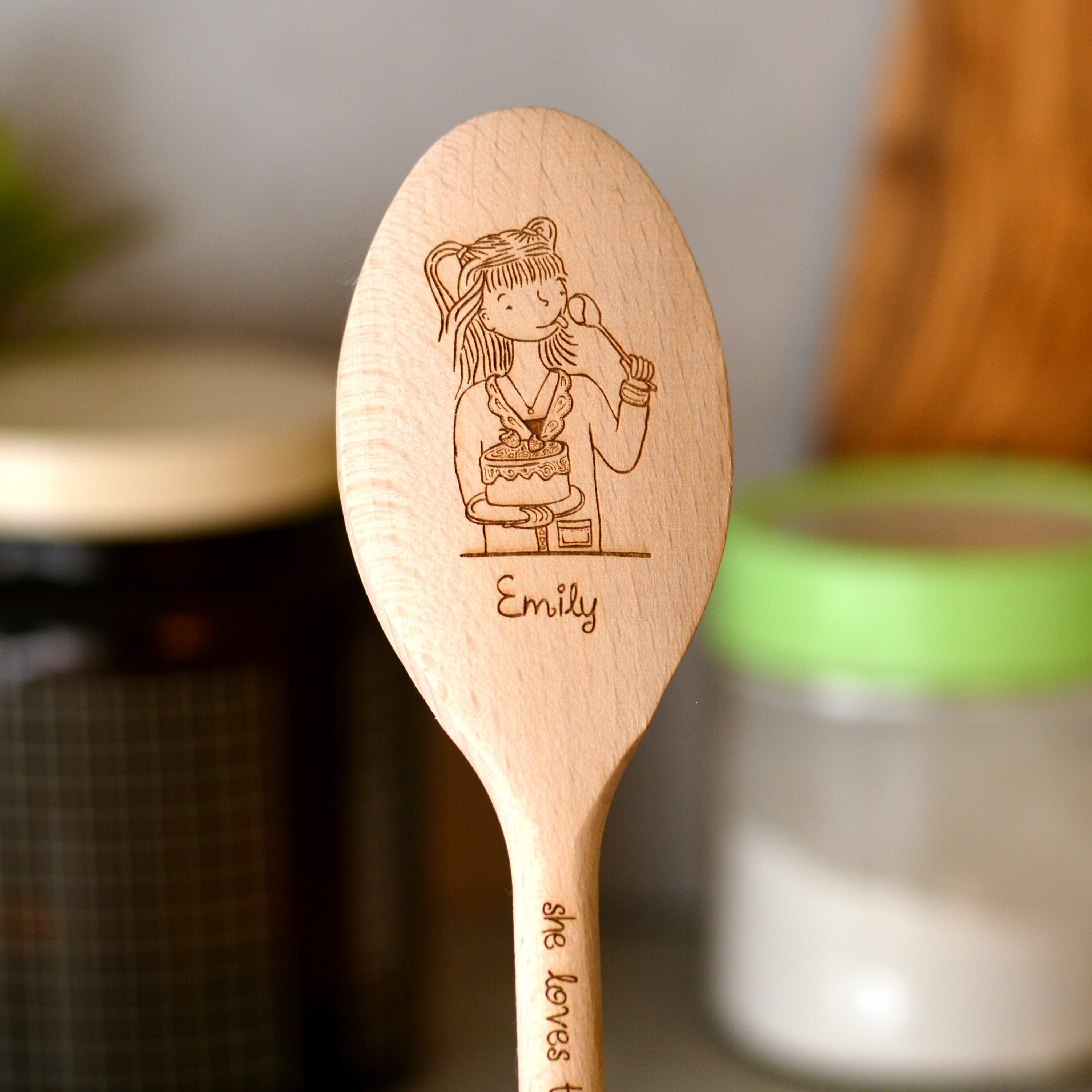 Personalised Character Wooden Wooden Spoon – Girl