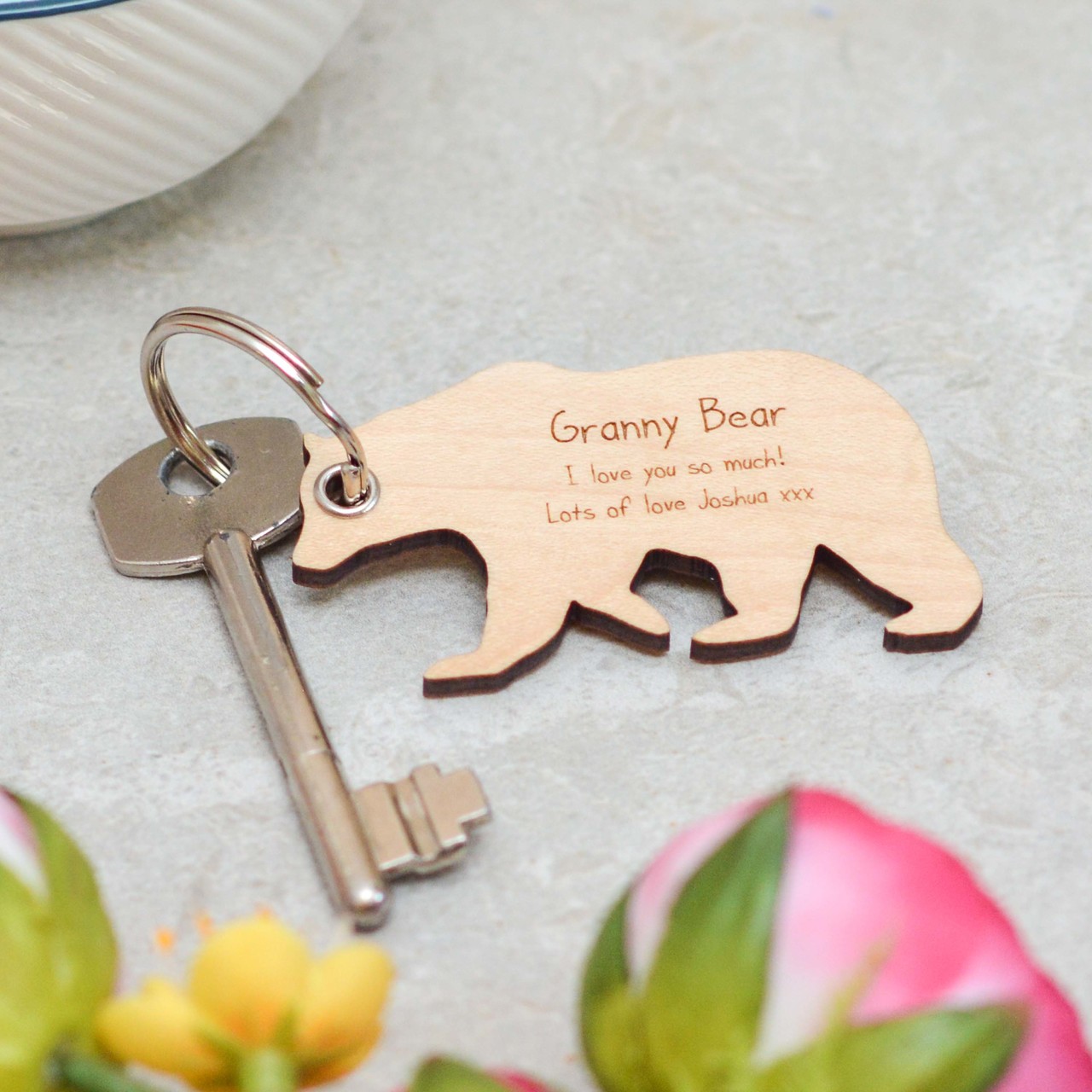 Personalised Standing Bear Mothers Day Keyring