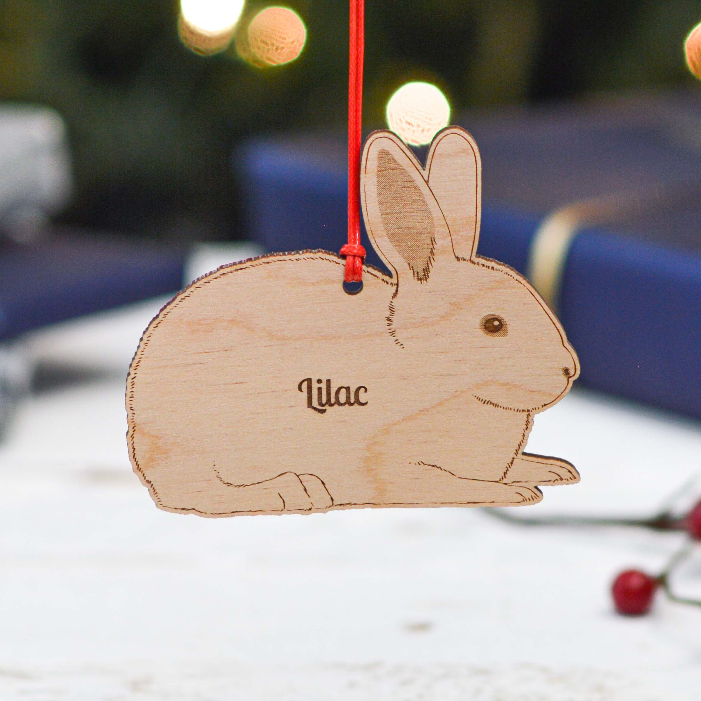 Personalised Lilac Rabbit Decoration