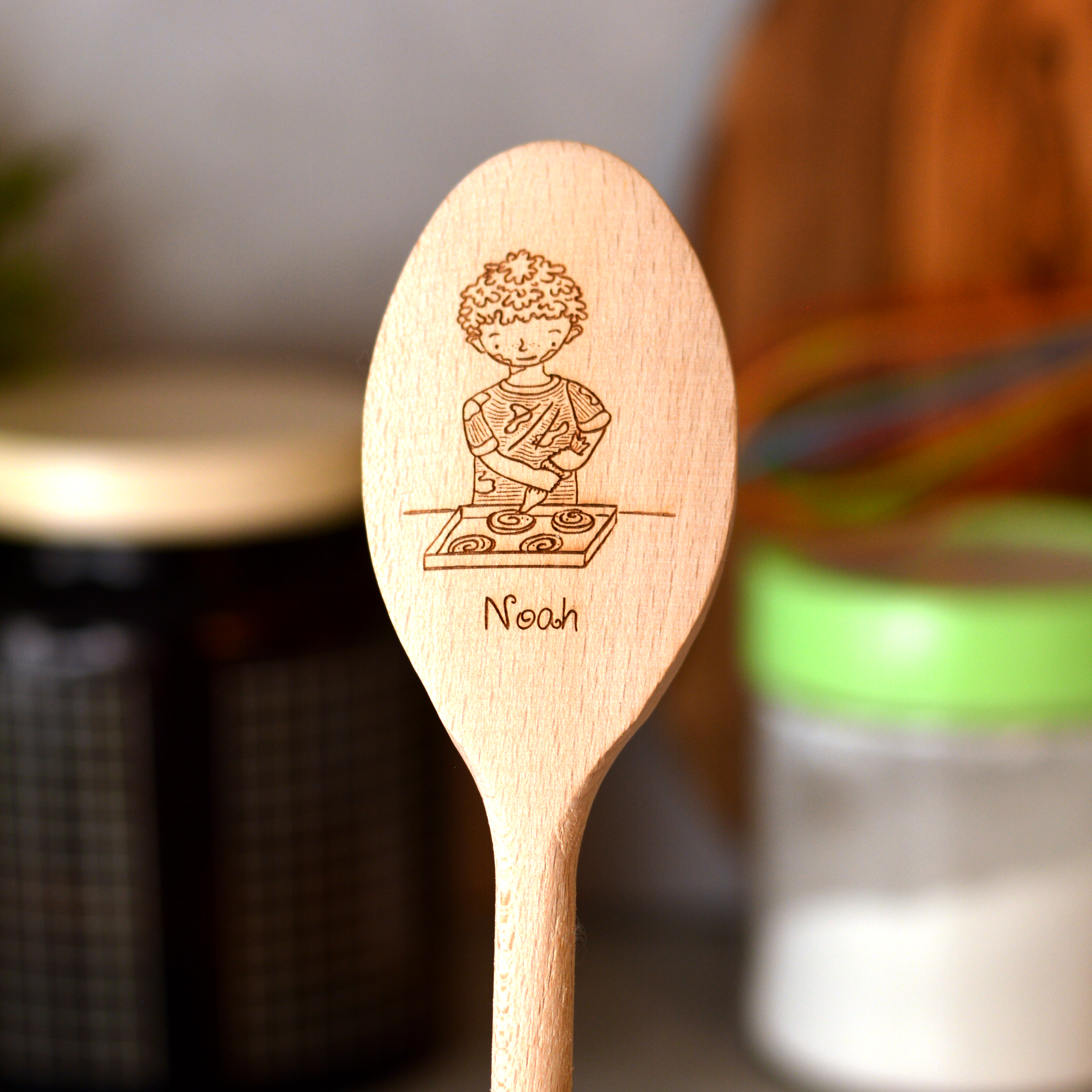 Personalised Character Wooden Wooden Spoon – Boy