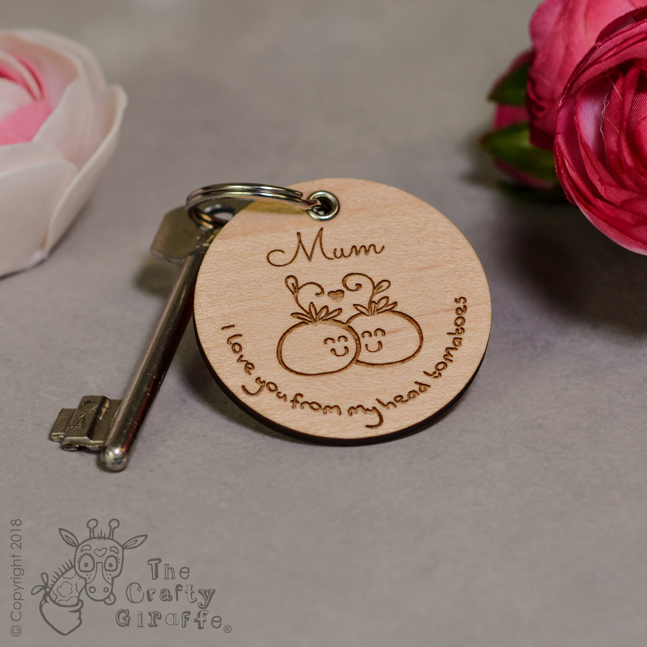 Personalised I love you from my head tomatoes Keyring