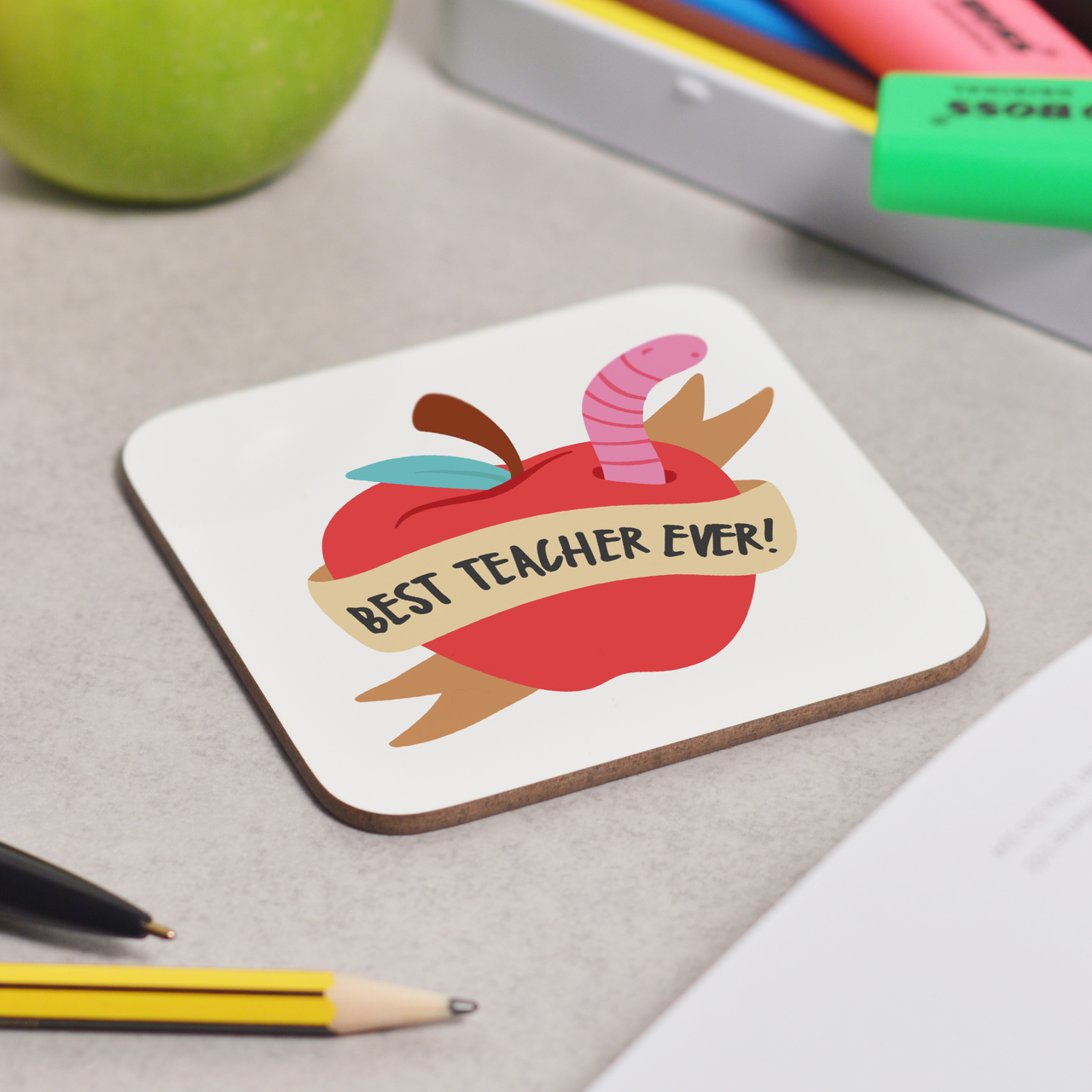 Personalised Best Teacher Ever – Apple Coaster