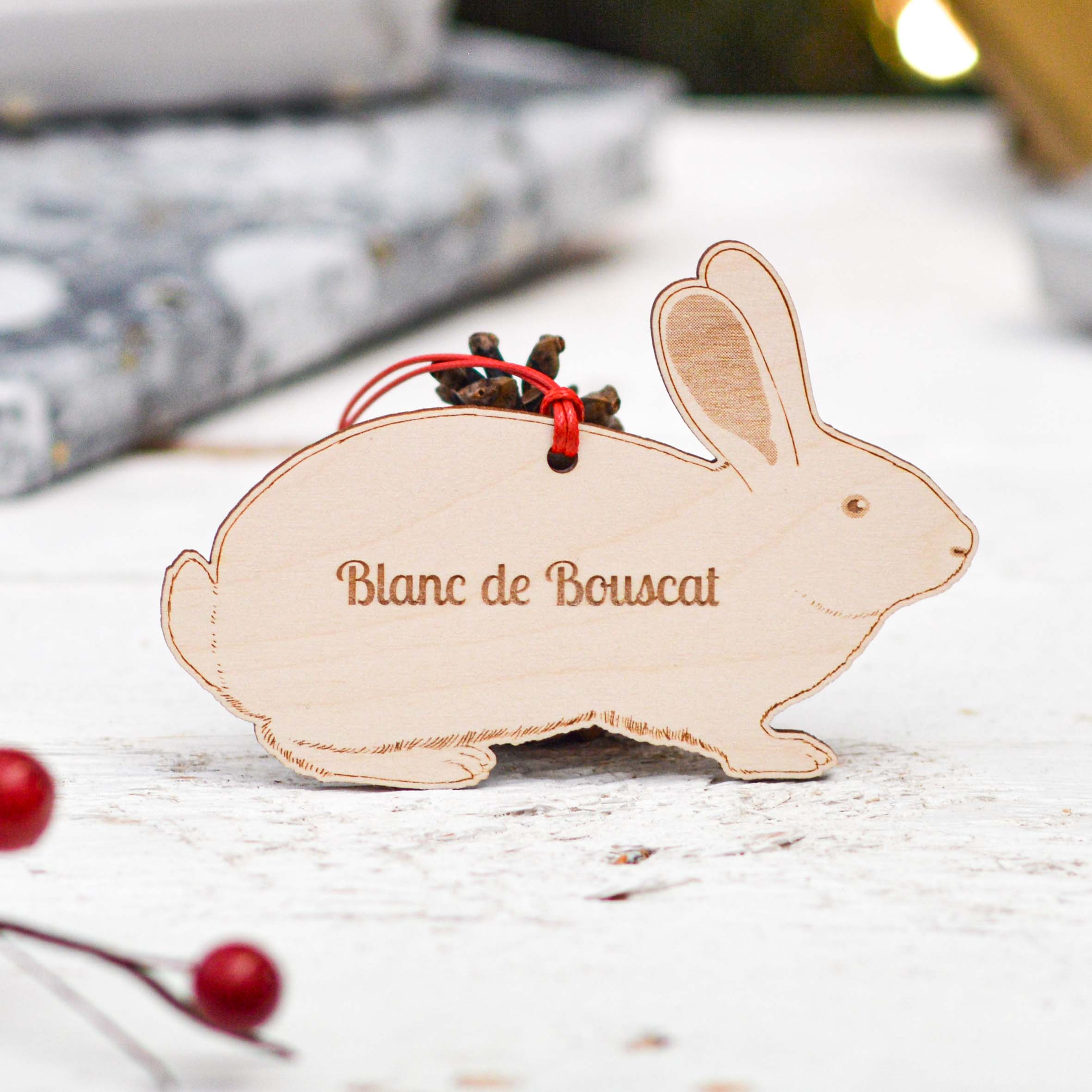 Personalised Blanc De Bouscat Rabbit Decoration