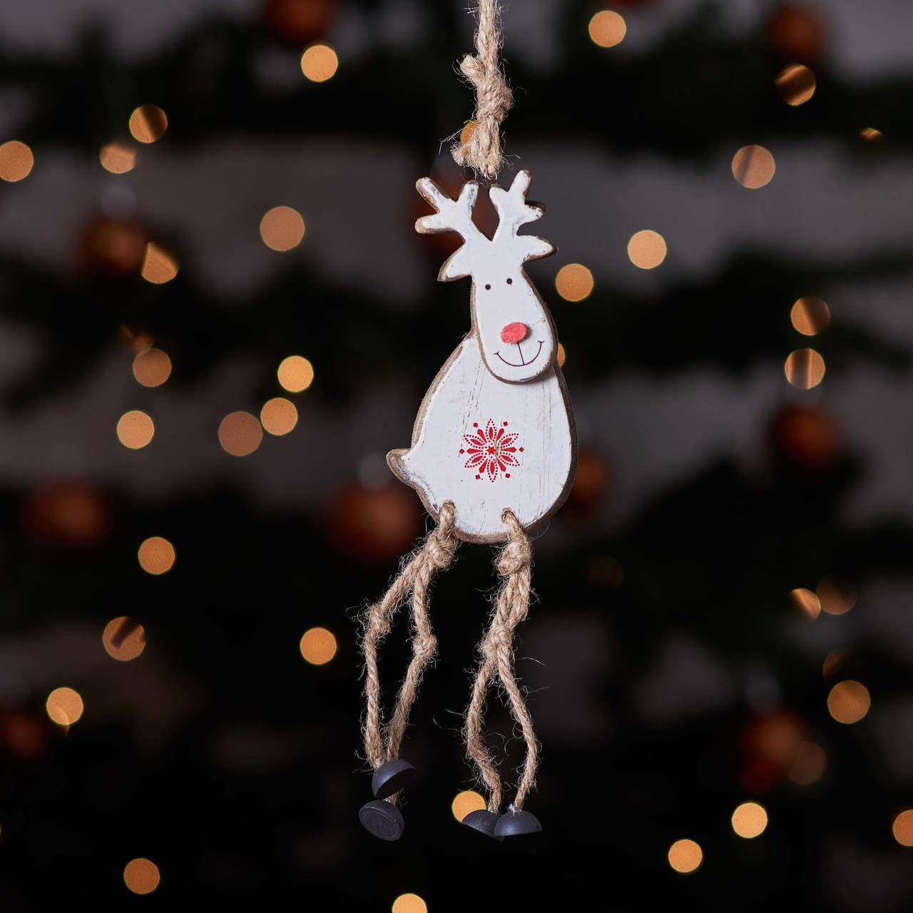 Hanging White Reindeer Decoration