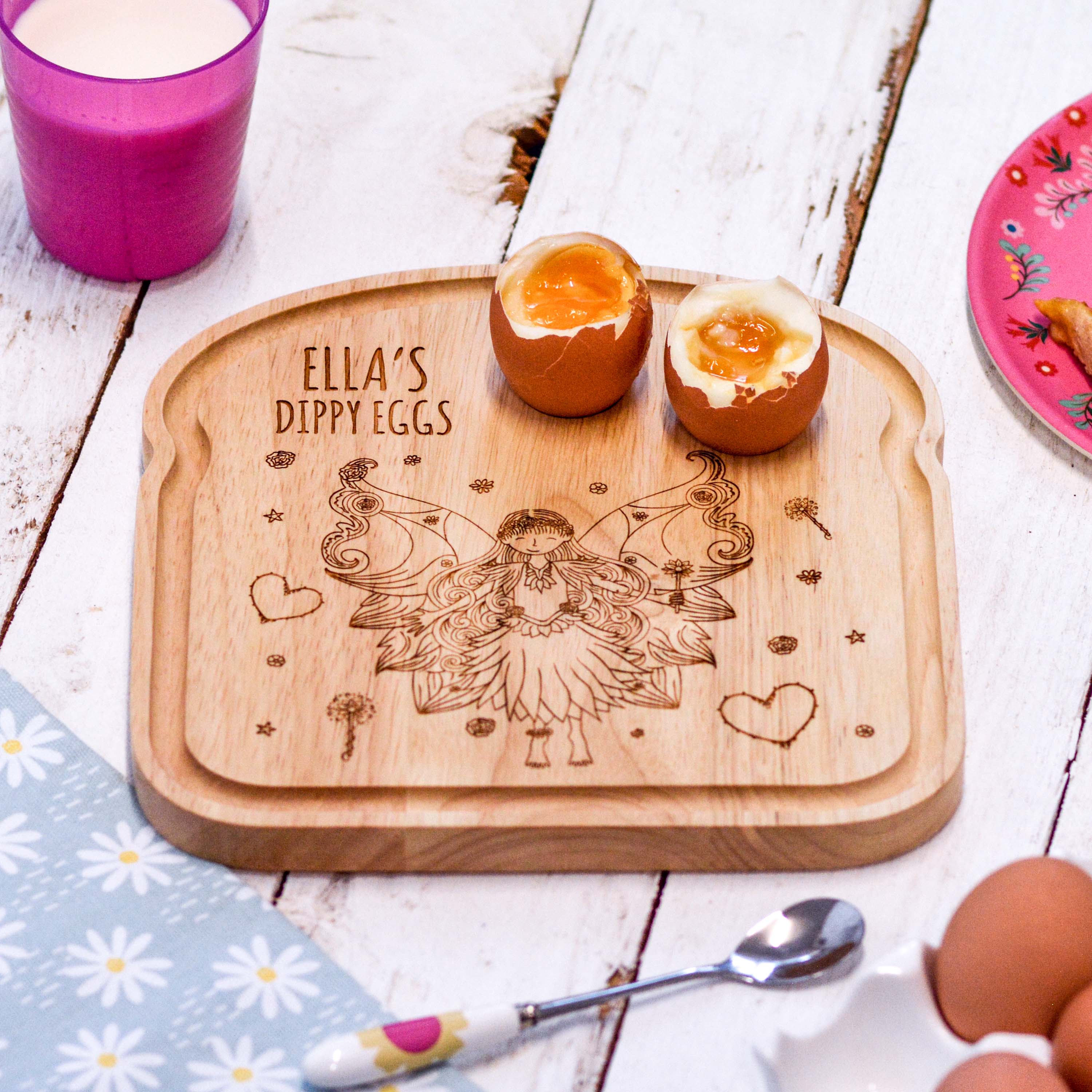 Personalised Breakfast Egg Wooden Board – Fairy