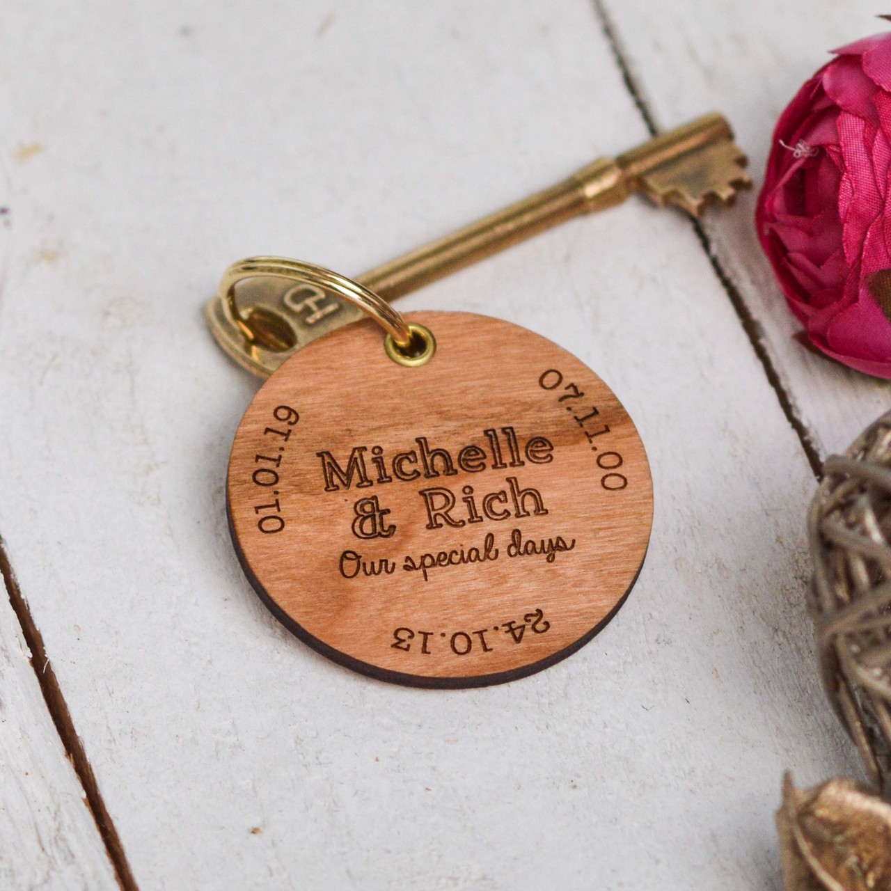 Personalised Special Dates Valentines Keyring