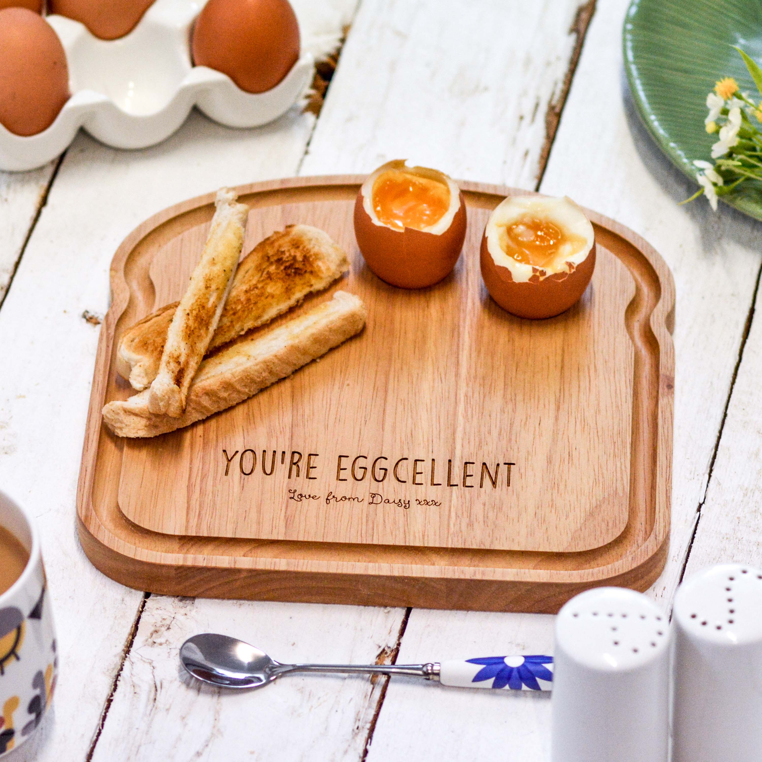 Personalised Breakfast Egg Wooden Board – Eggcellent