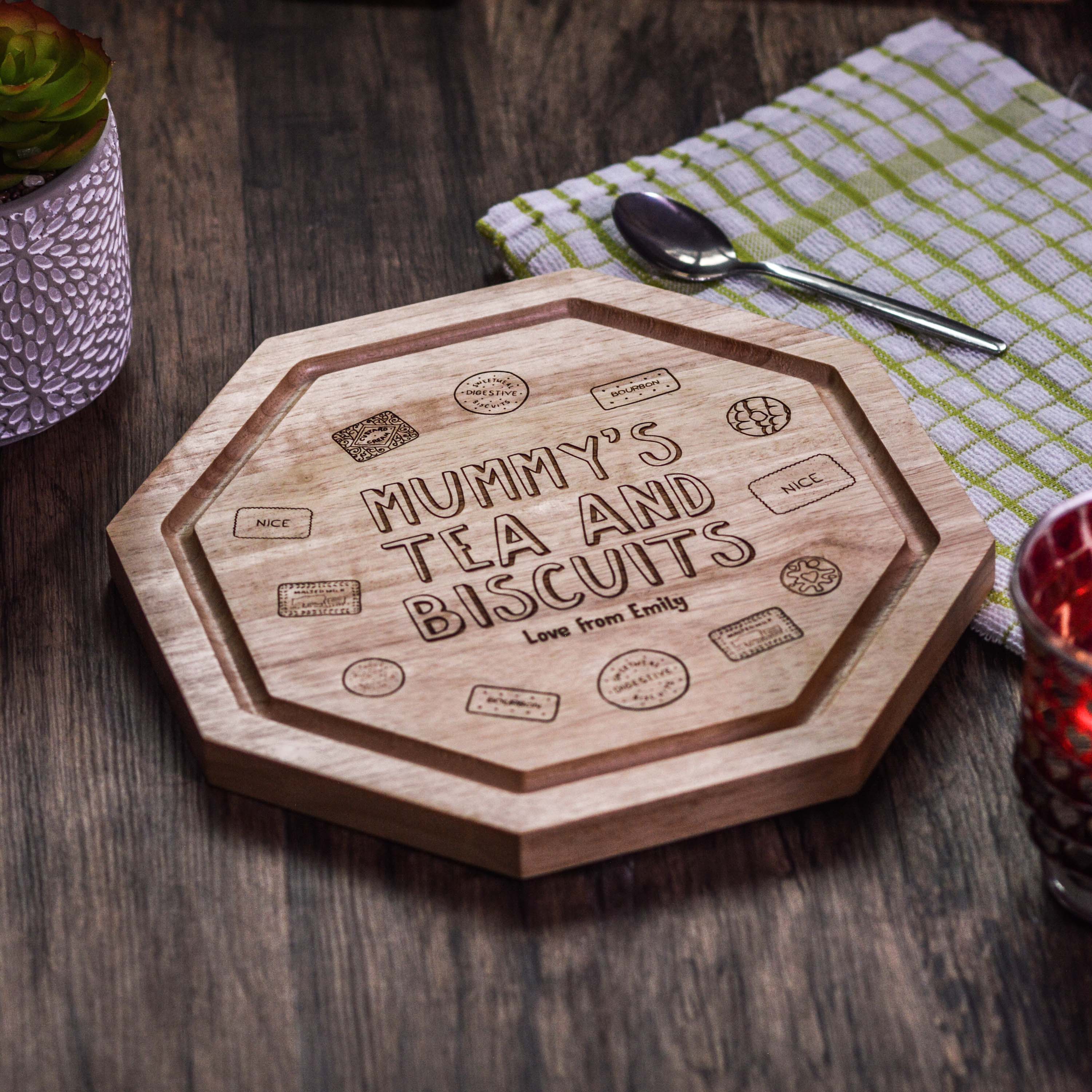 Personalised – Tea and Biscuits Wooden Board