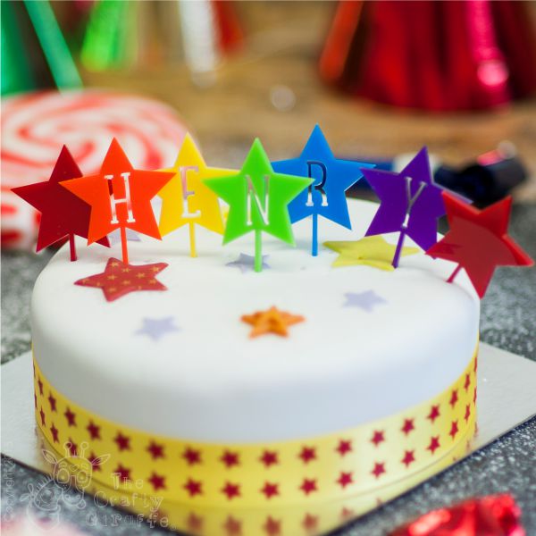 Personalised Rainbow Star Cake Topper