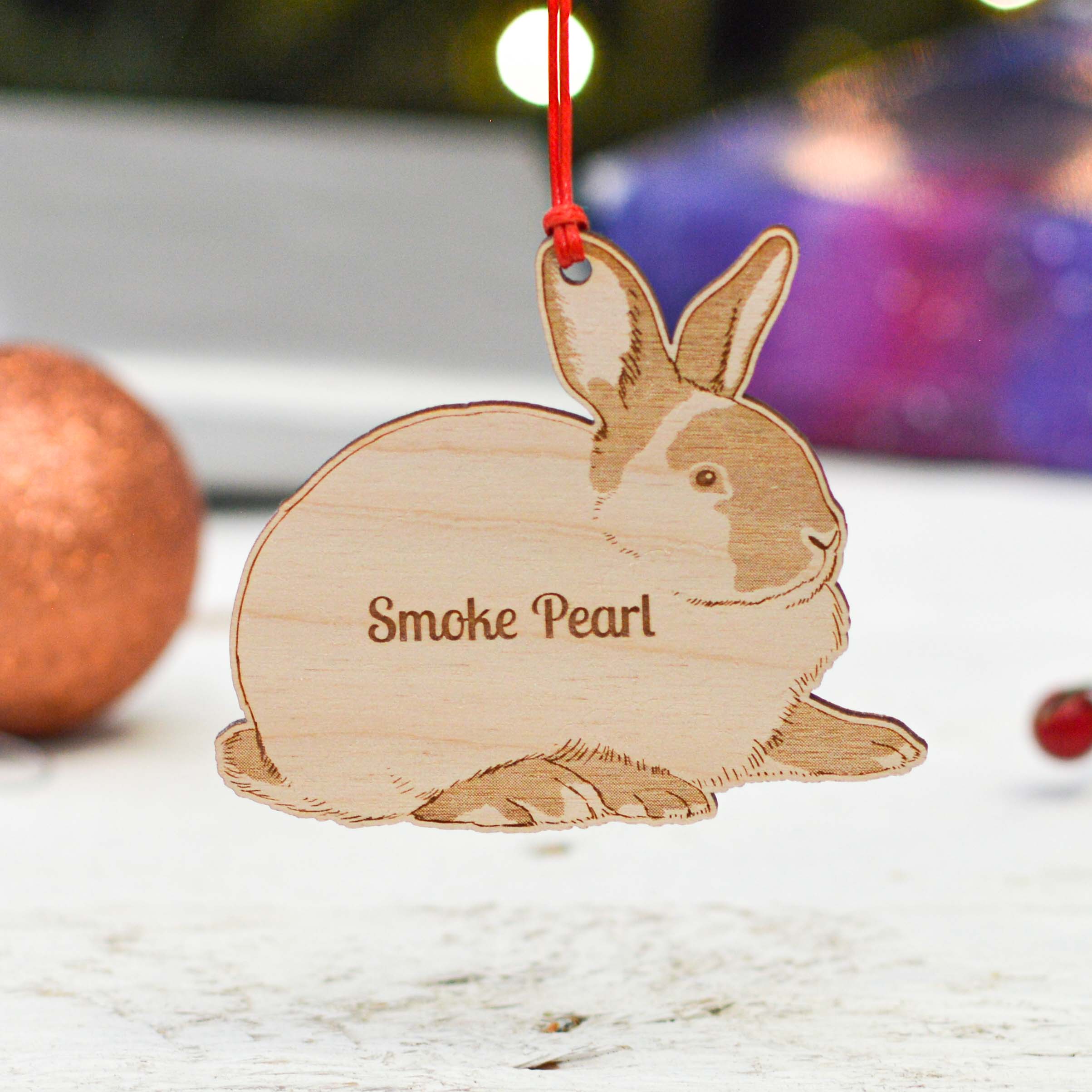 Personalised Smoke Pearl Rabbit Decoration