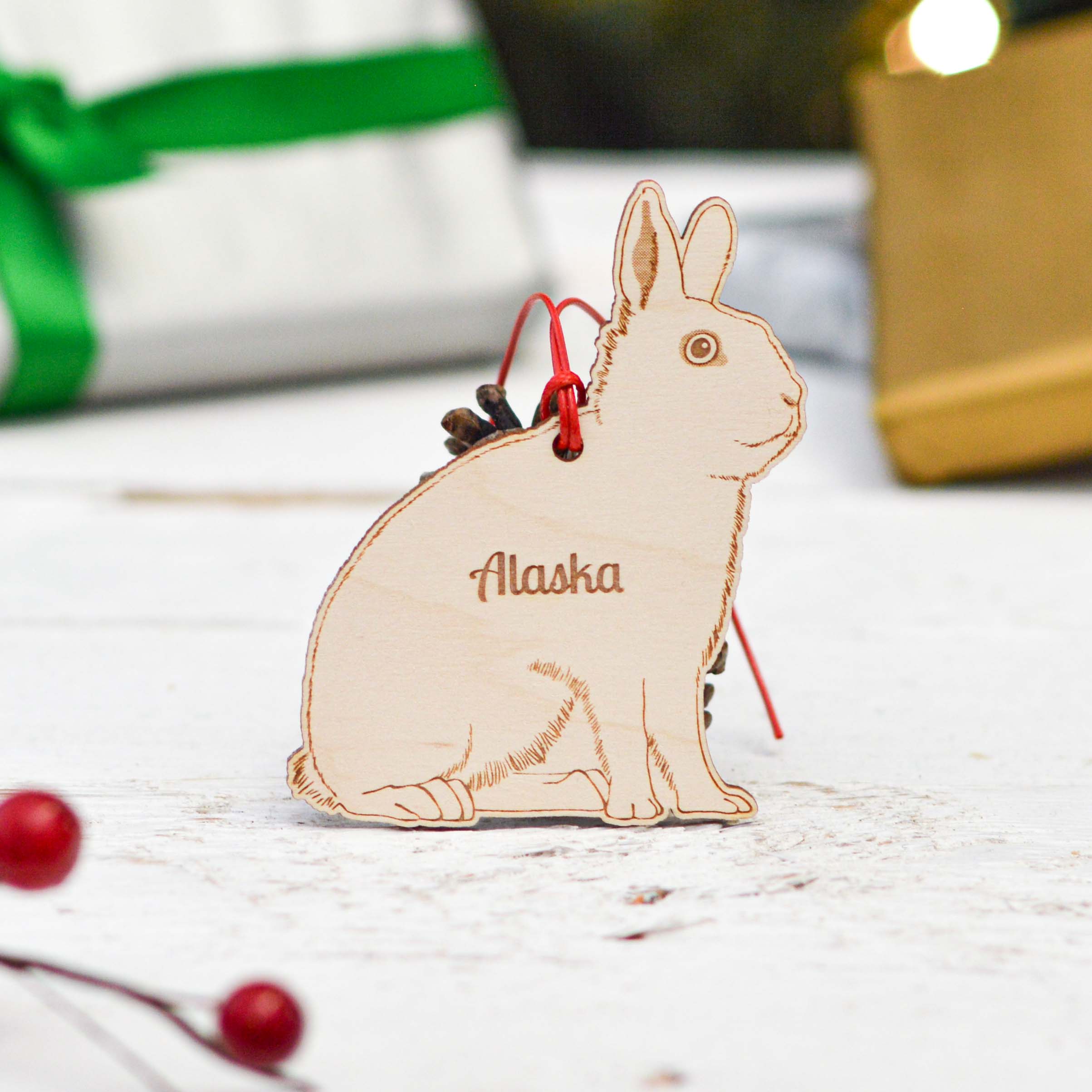 Personalised Alaska Rabbit Decoration