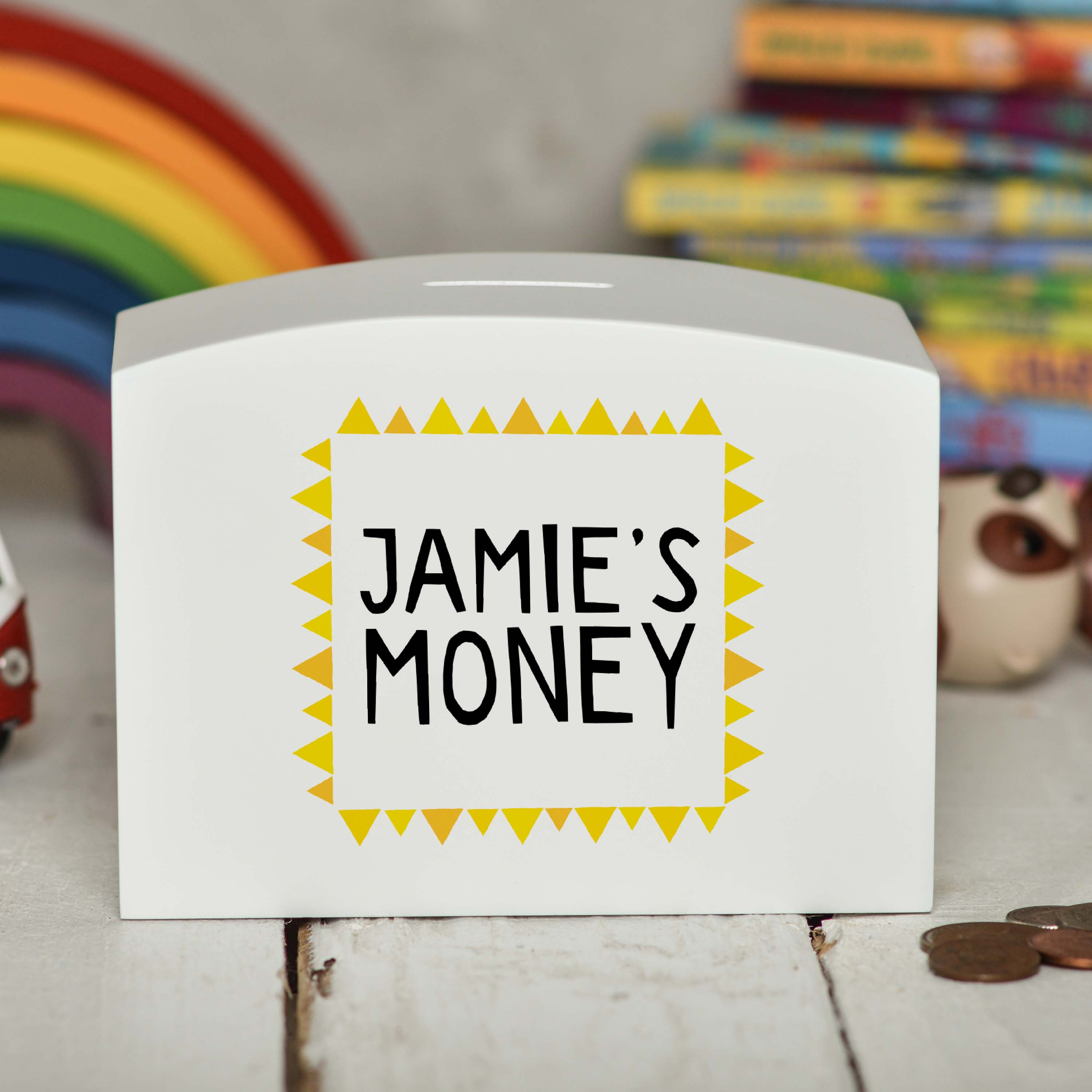 Personalised Yellow Money Box