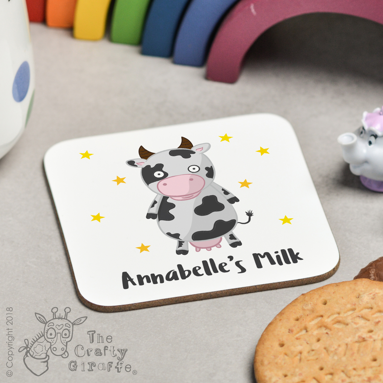 Personalised Cow Coaster