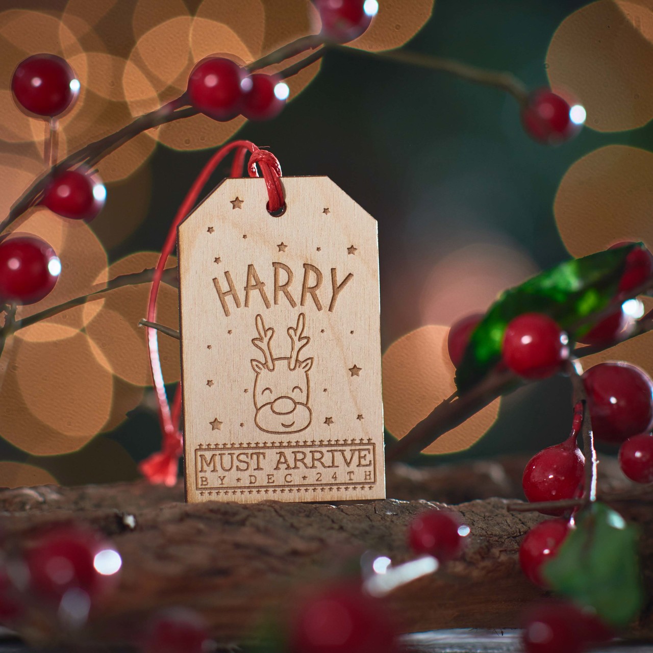 Personalised Large Present Gift Tag – Reindeer