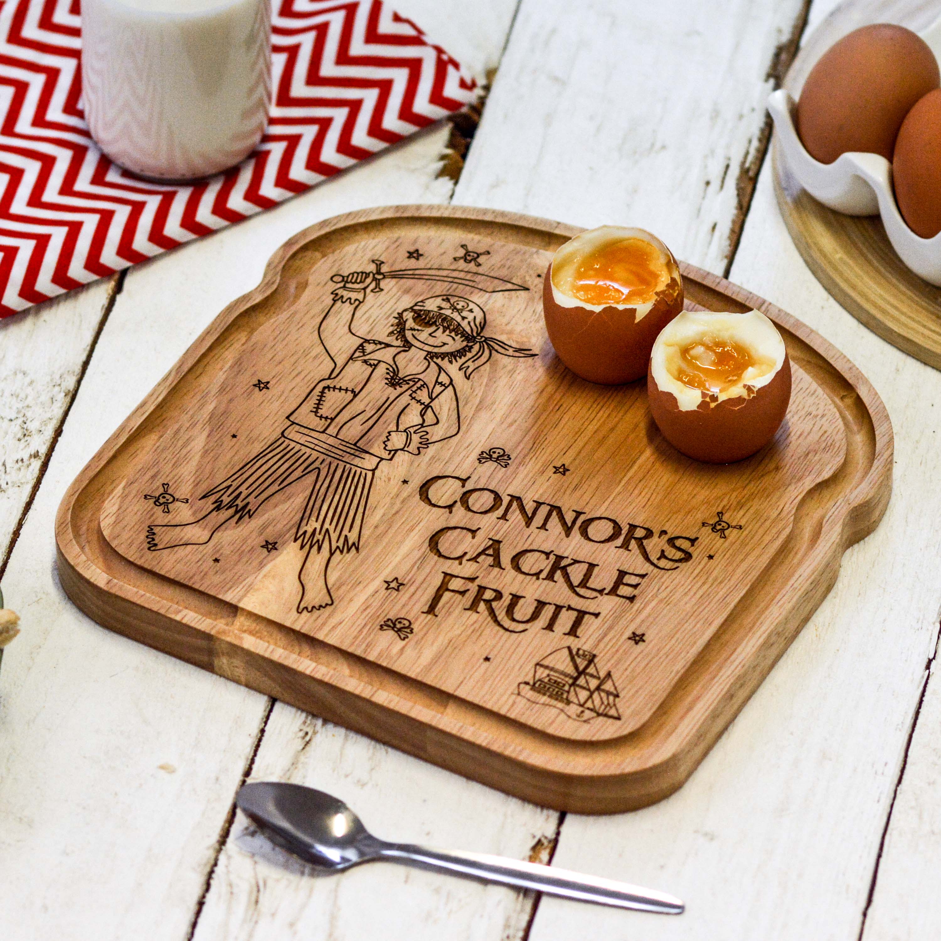 Personalised Breakfast Egg Wooden Board – Pirate – Boy