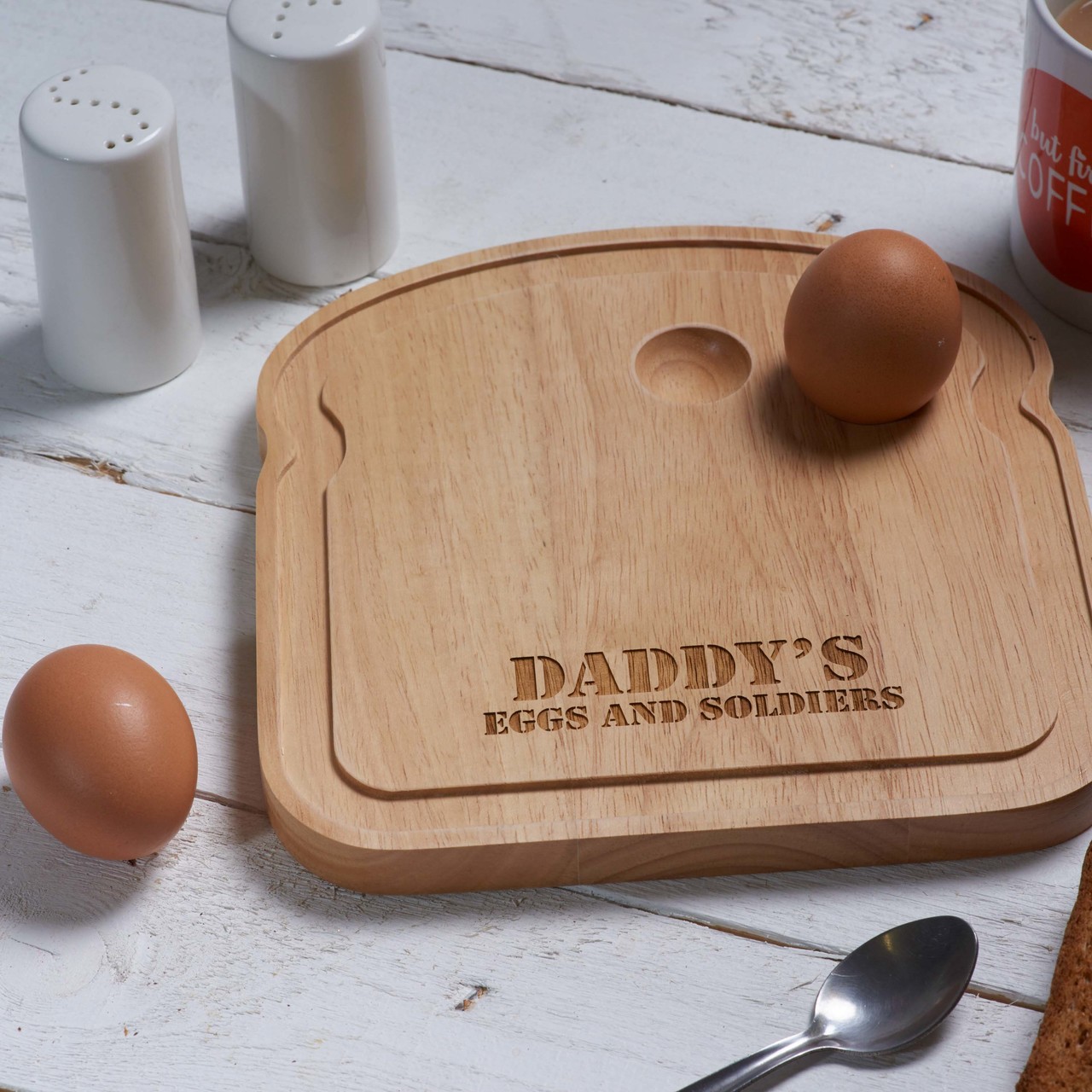 Personalised Breakfast Egg Wooden Board – Eggs and Soldiers For Him
