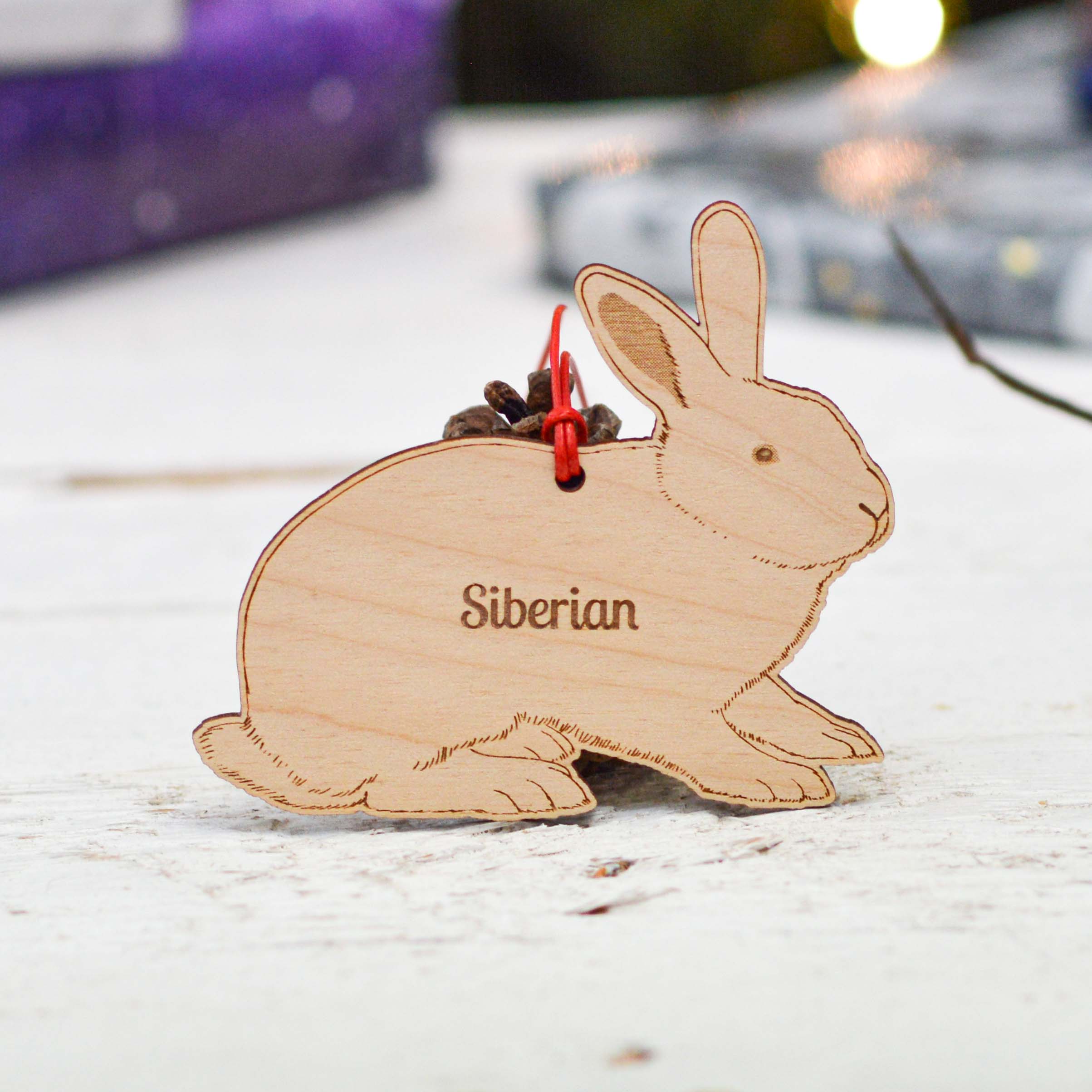 Personalised Siberian Rabbit Decoration
