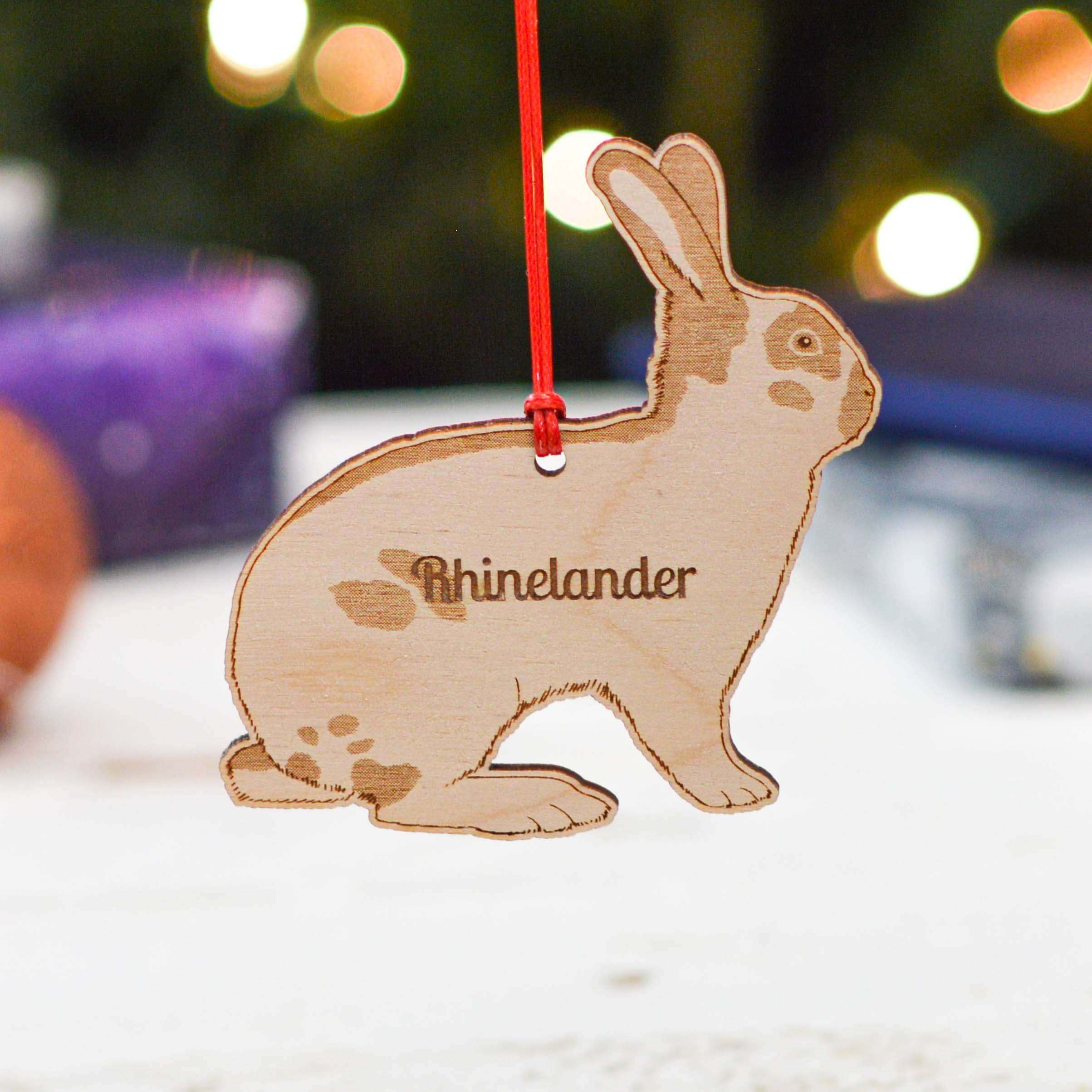 Personalised Rhinelander Rabbit Decoration