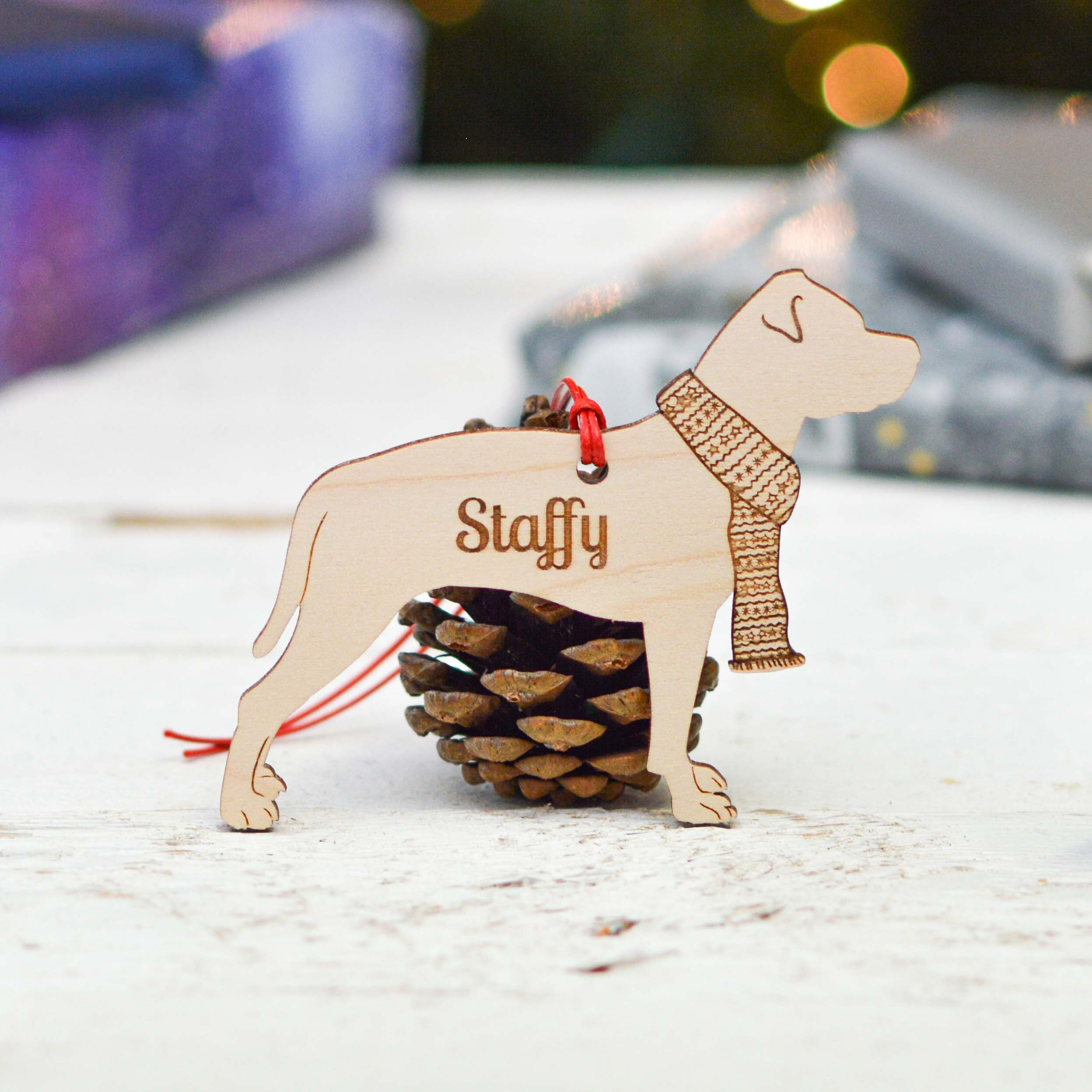 Personalised Staffordshire Bull Terrier Decoration.