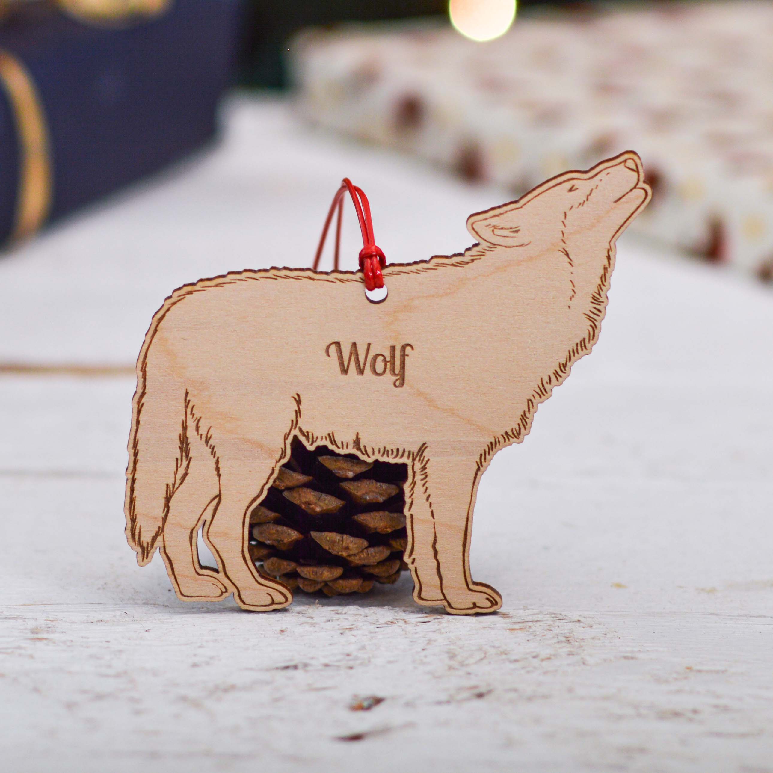 Personalised Wolf Decoration