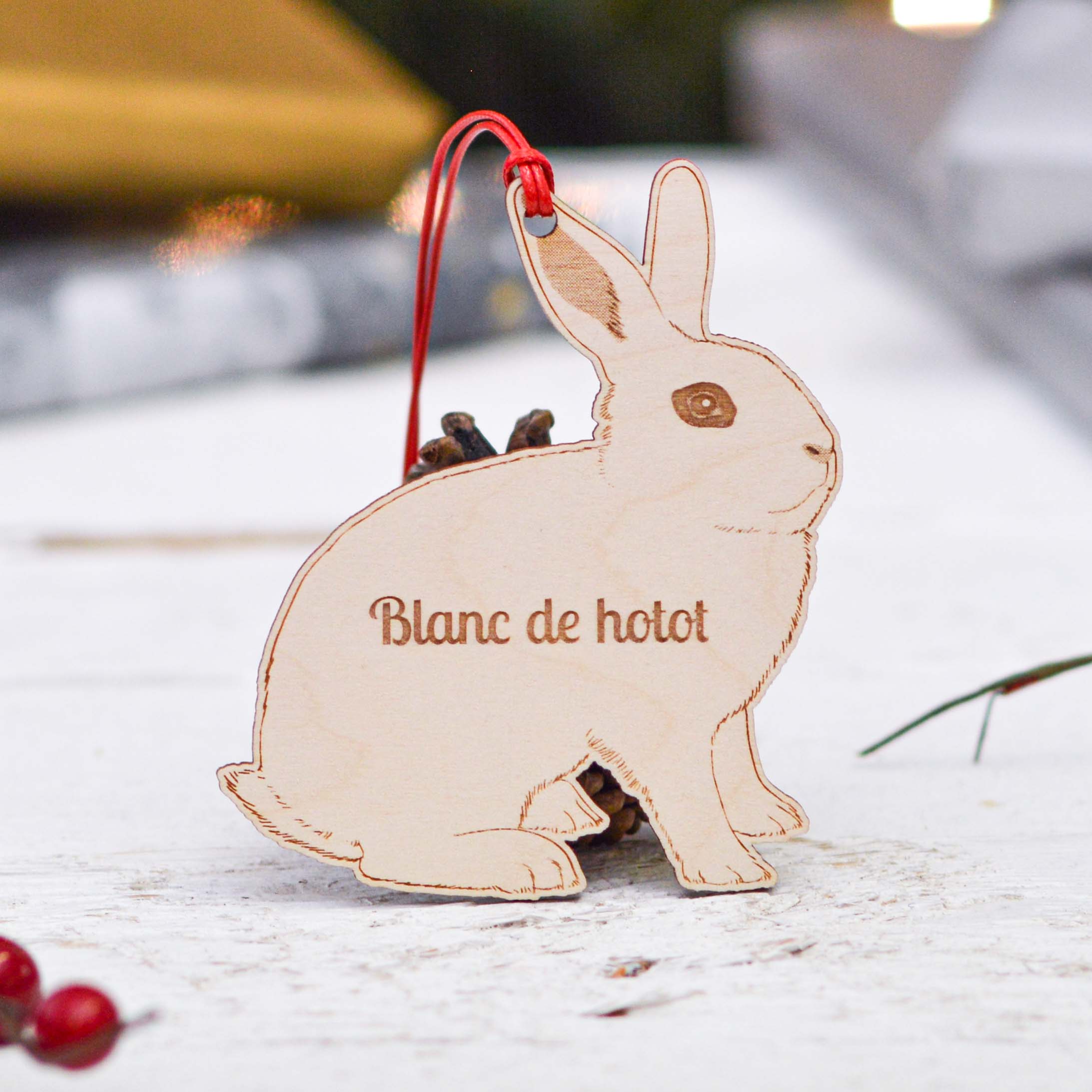 Personalised Blanc De Hotot Rabbit Decoration