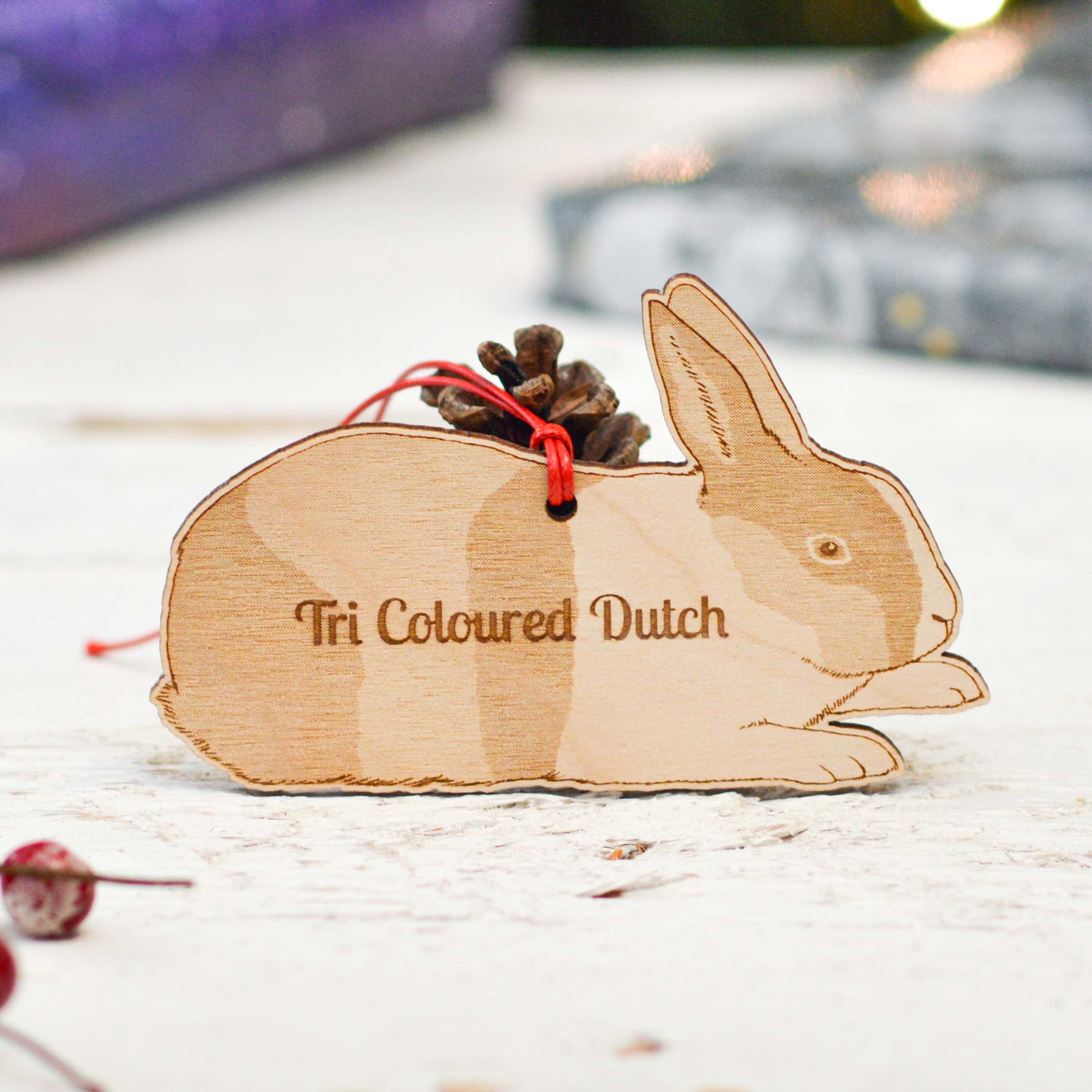 Personalised Tri Coloured Dutch Rabbit Decoration