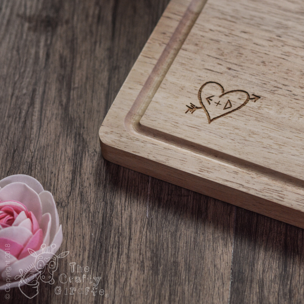 Personalised Carved Initials Wooden Board