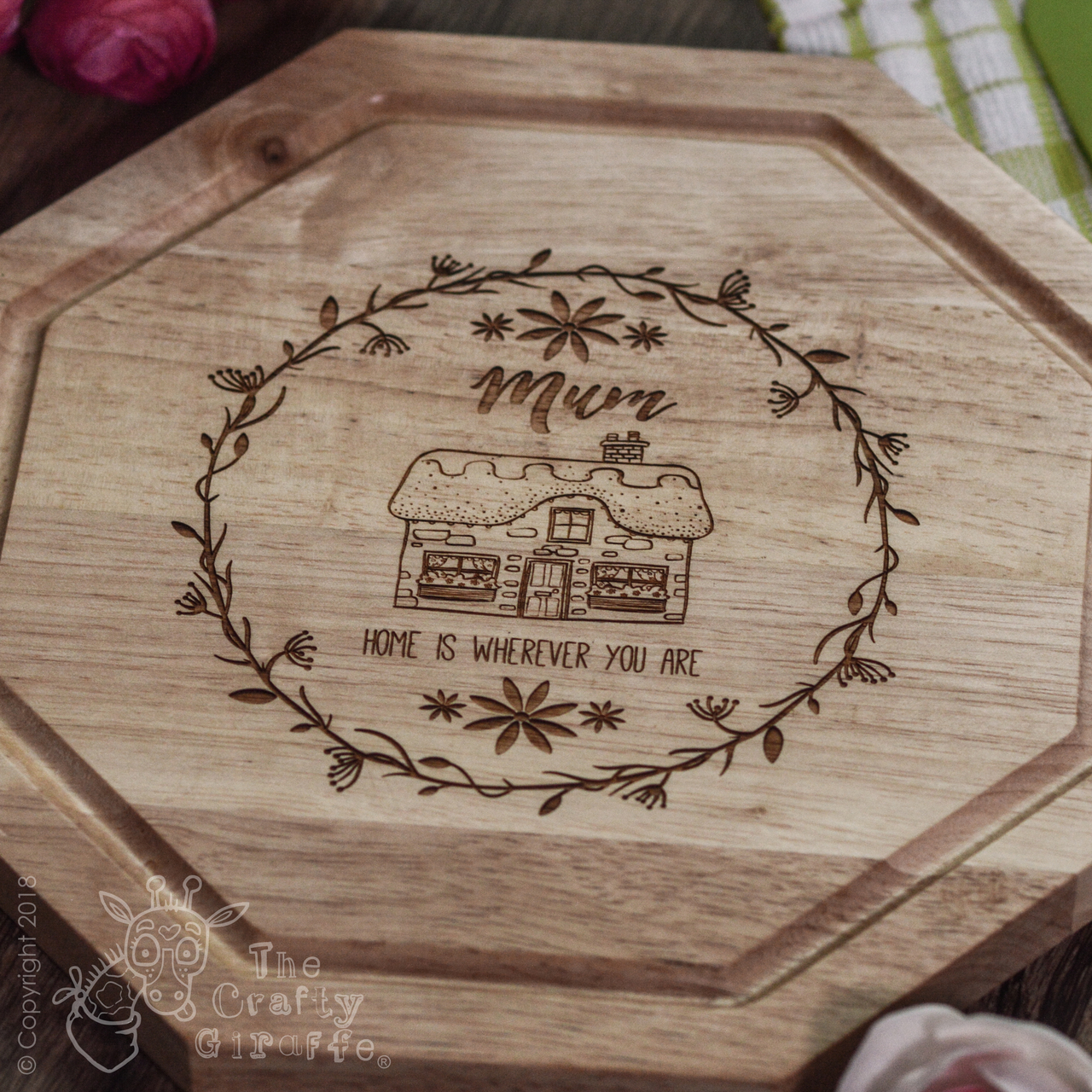 Personalised – Home is wherever you are (vine) Wooden Board