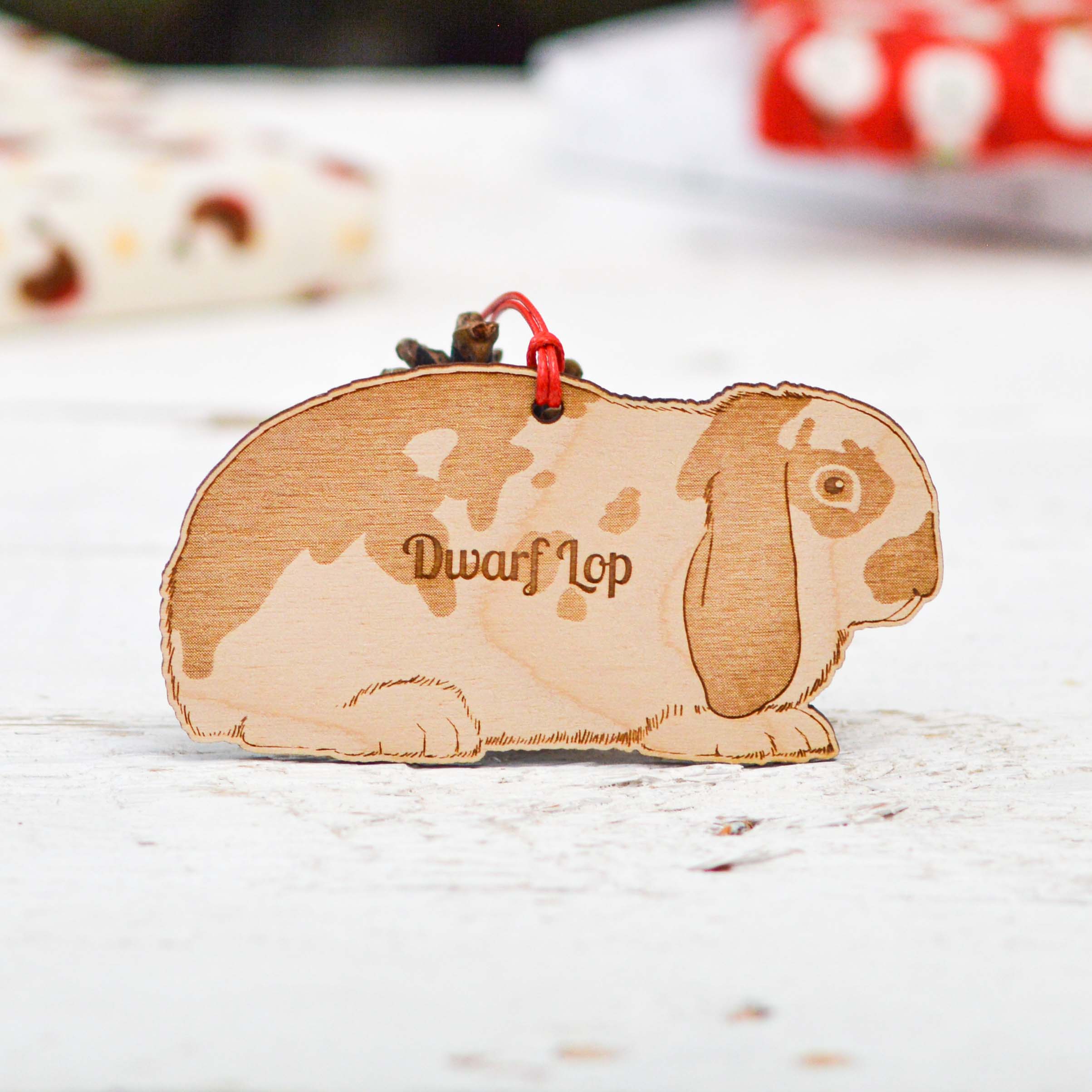 Personalised Dwarf Lop 2 Rabbit Decoration