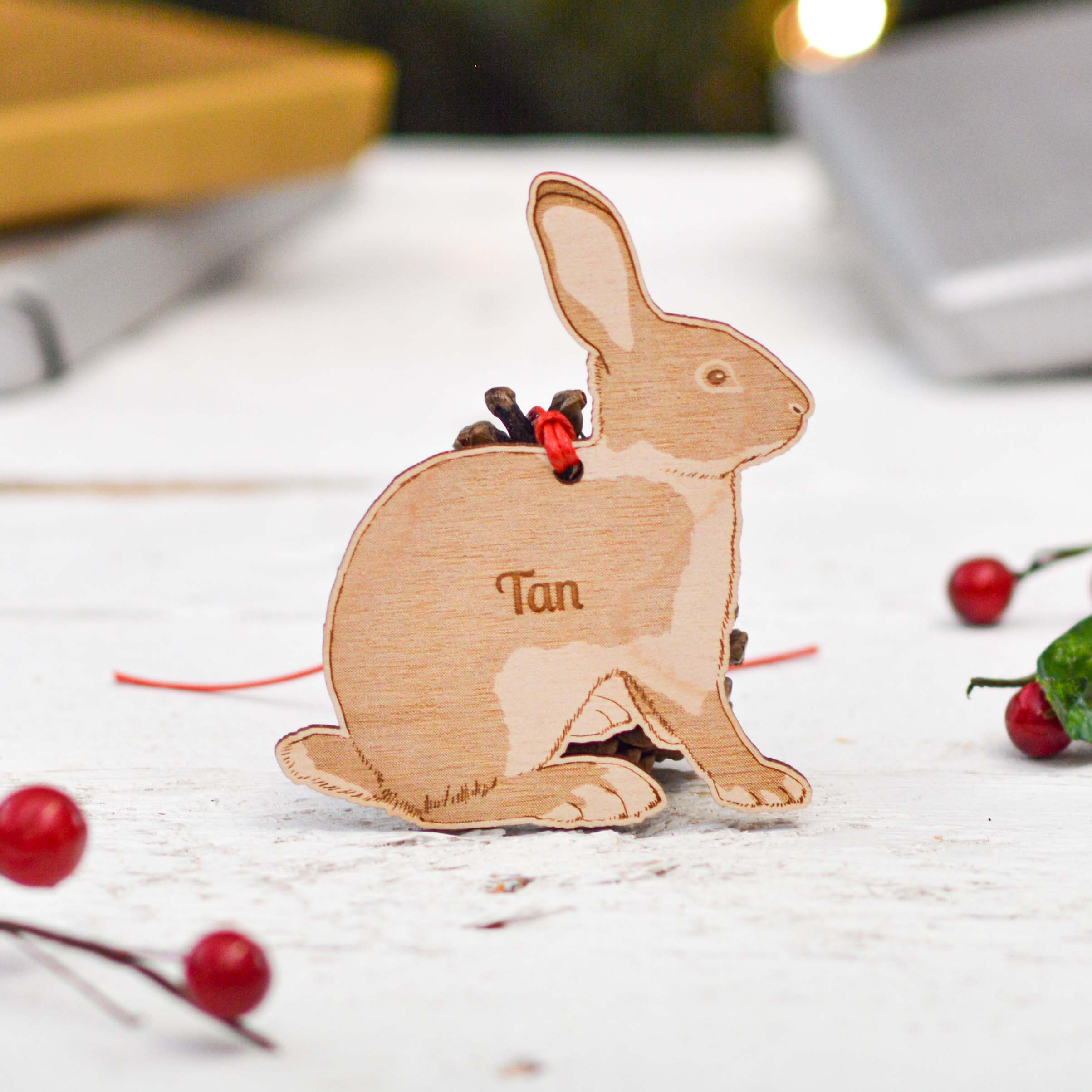 Personalised Tan Rabbit Decoration