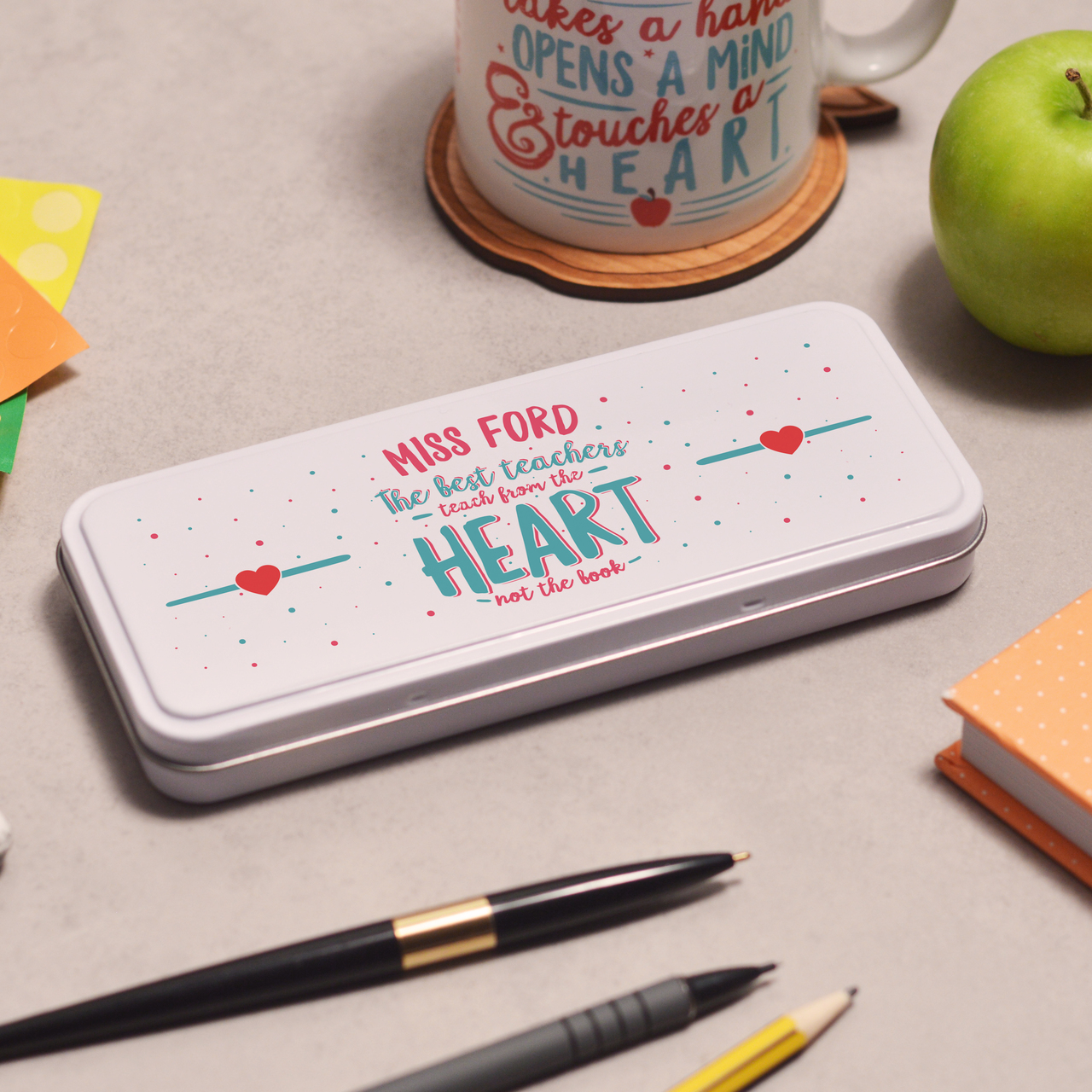 Personalised The best teachers teach from the heart Pencil Tin