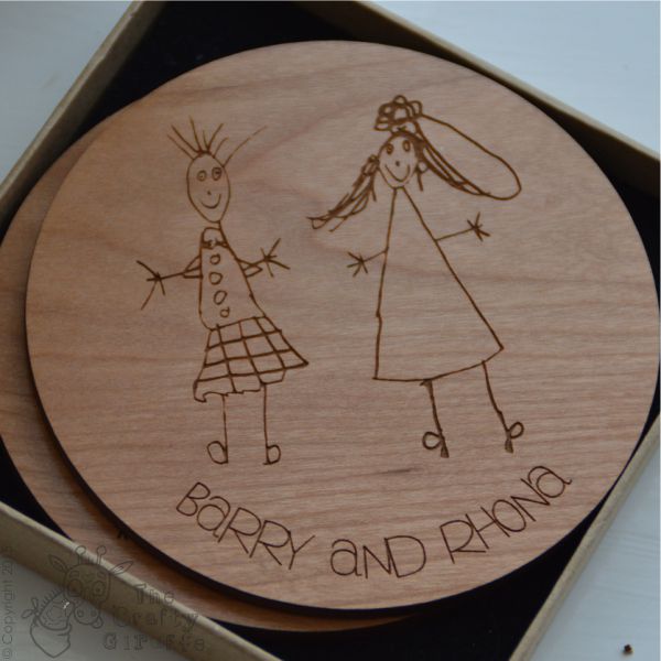 Personalised Child’s Drawing Coaster x 2