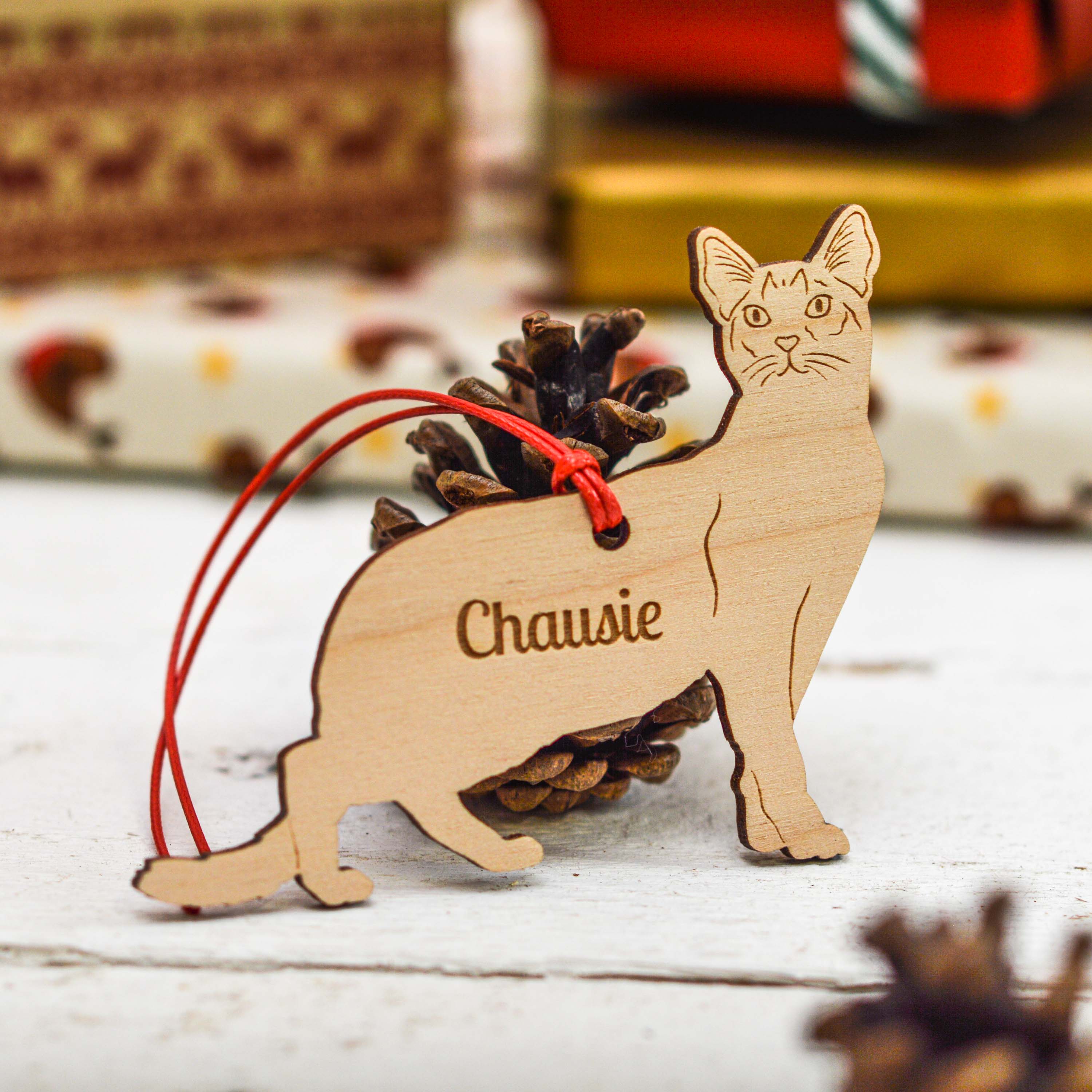 Personalised Chausie Cat Decoration