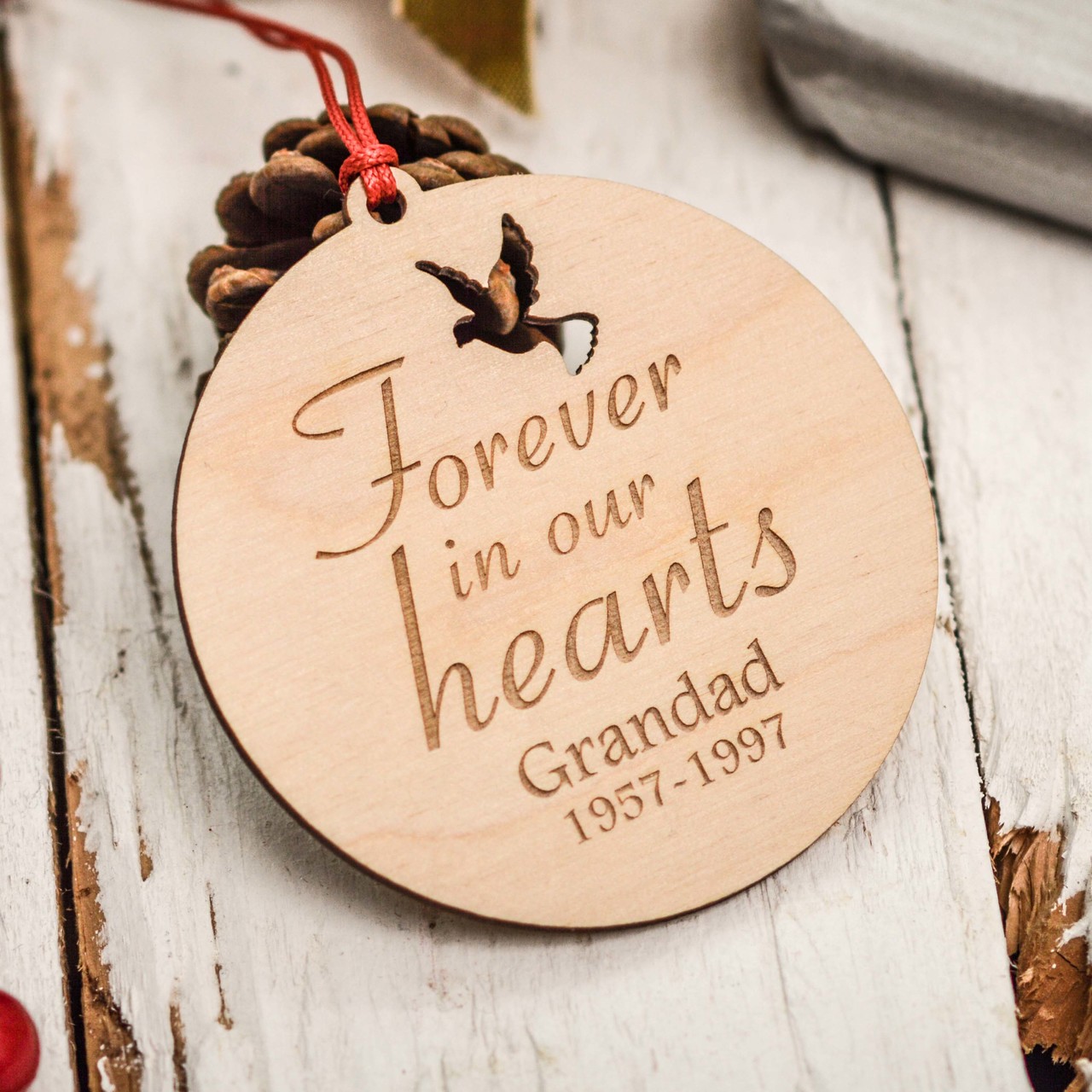 Personalised Forever in our hearts Remembrance Decoration