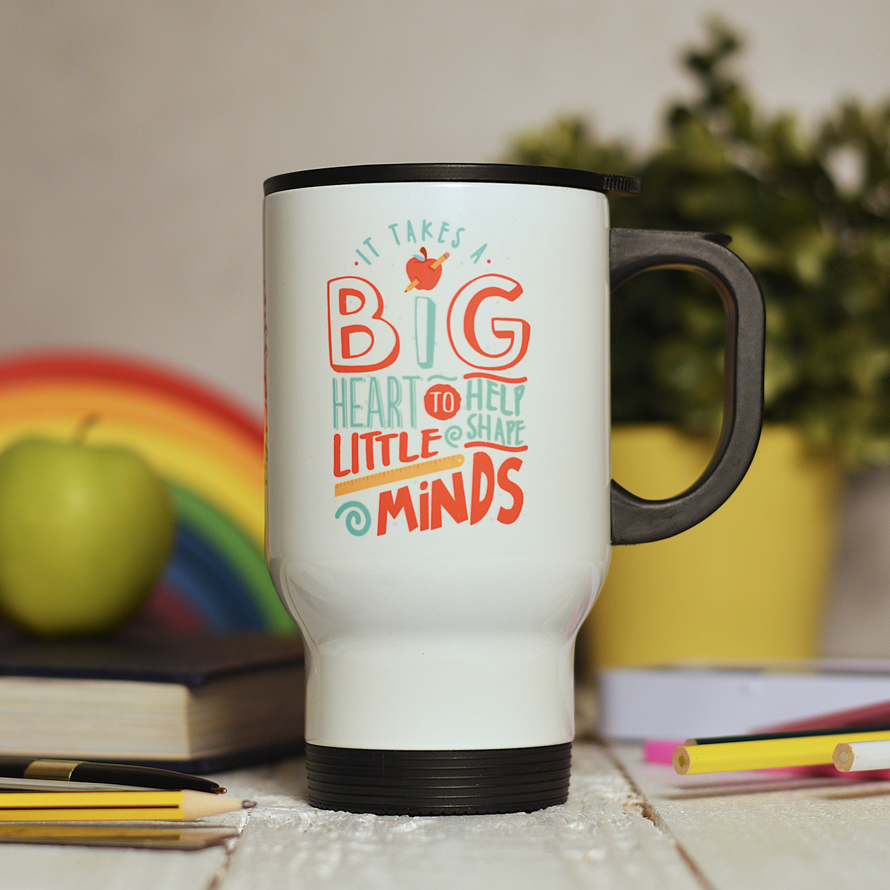 Personalised It takes a big heart to help shape little minds Travel Mug