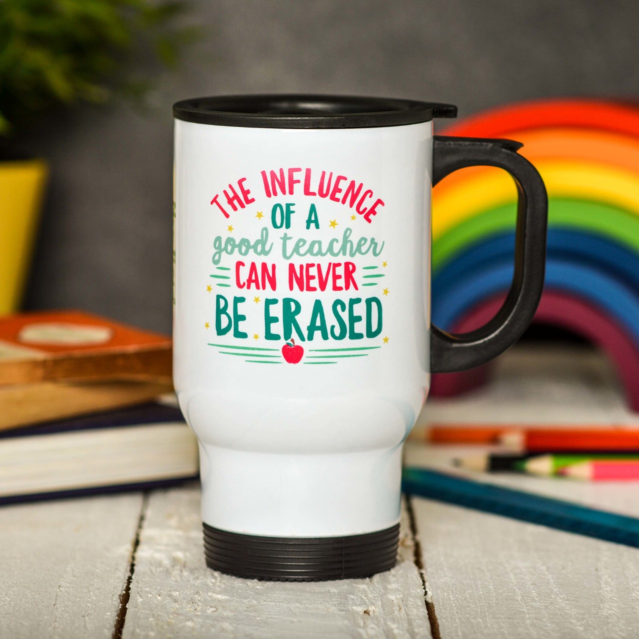 Personalised The influence of a good teacher can never be erased Travel Mug
