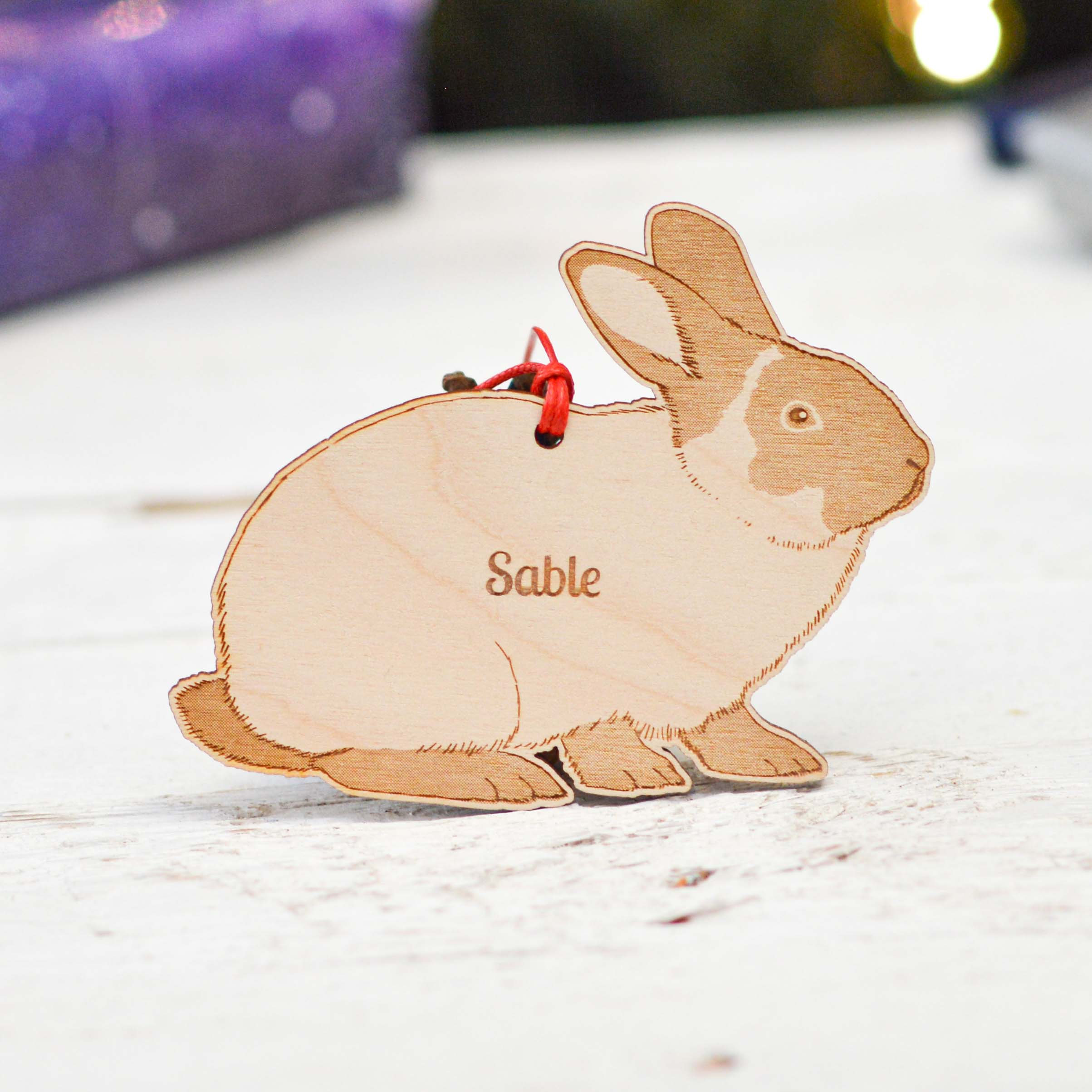 Personalised Sable Rabbit Decoration