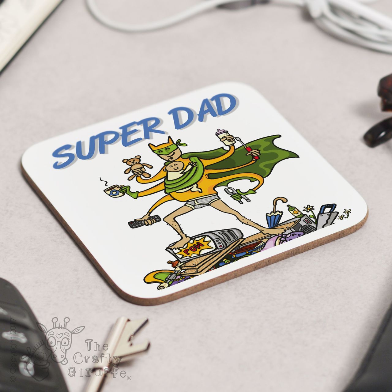 Personalised Super Dad Coaster