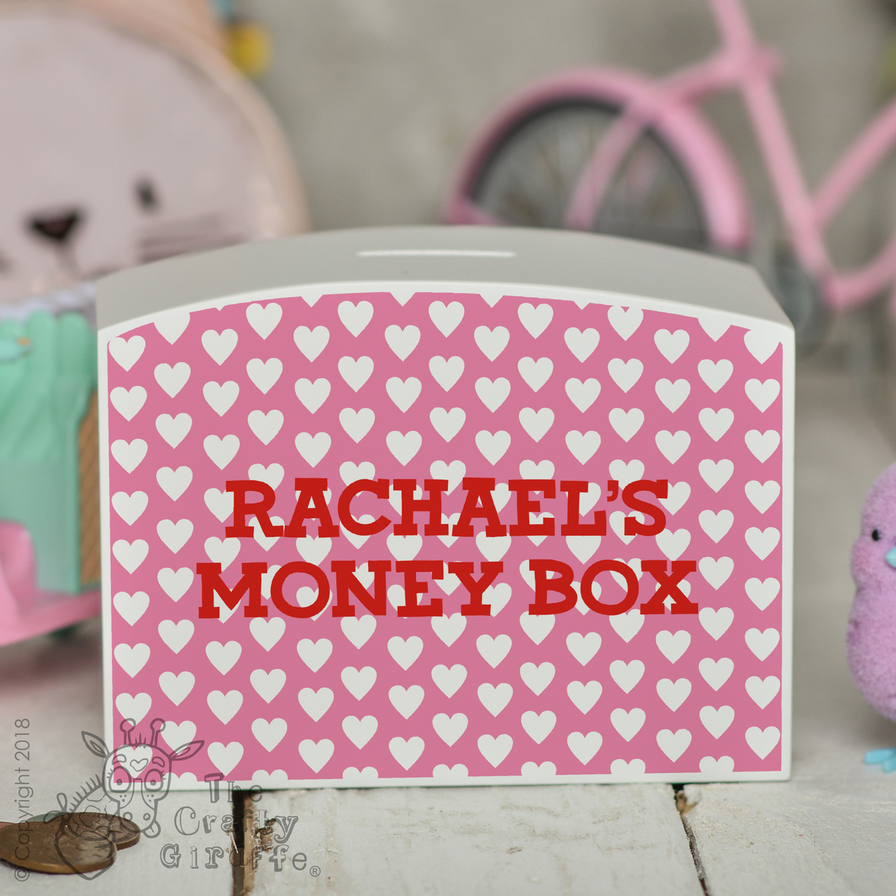 Personalised Hearts Money Box